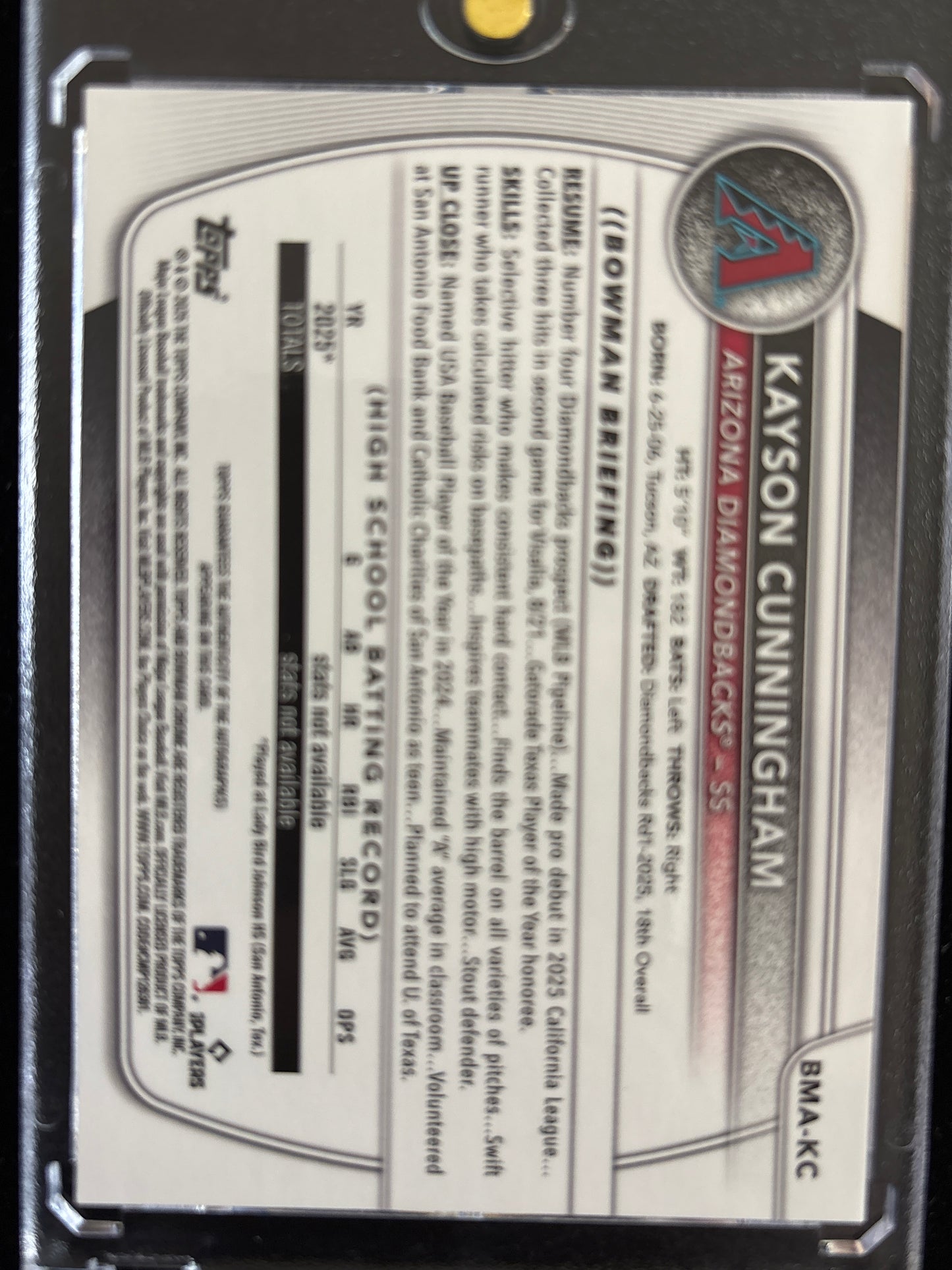 2025 Topps Bowman Chrome Kayson Cunningham #BMA-KC Mojo Refractor