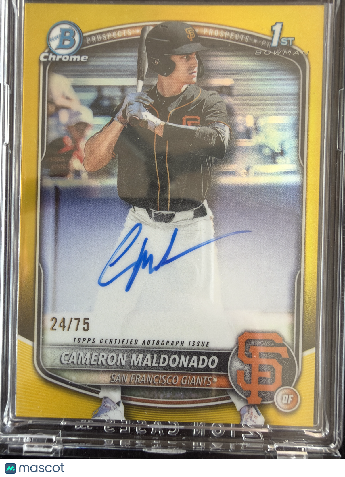 2025 Bowman Chrome Cameron Maldonado #CPA-CMA Yellow Refractor /75 1st Bowman