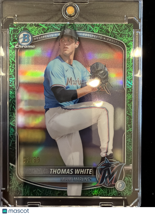 2024 Bowman Chrome Thomas White #BDC-26 Green Grass Refractor /99