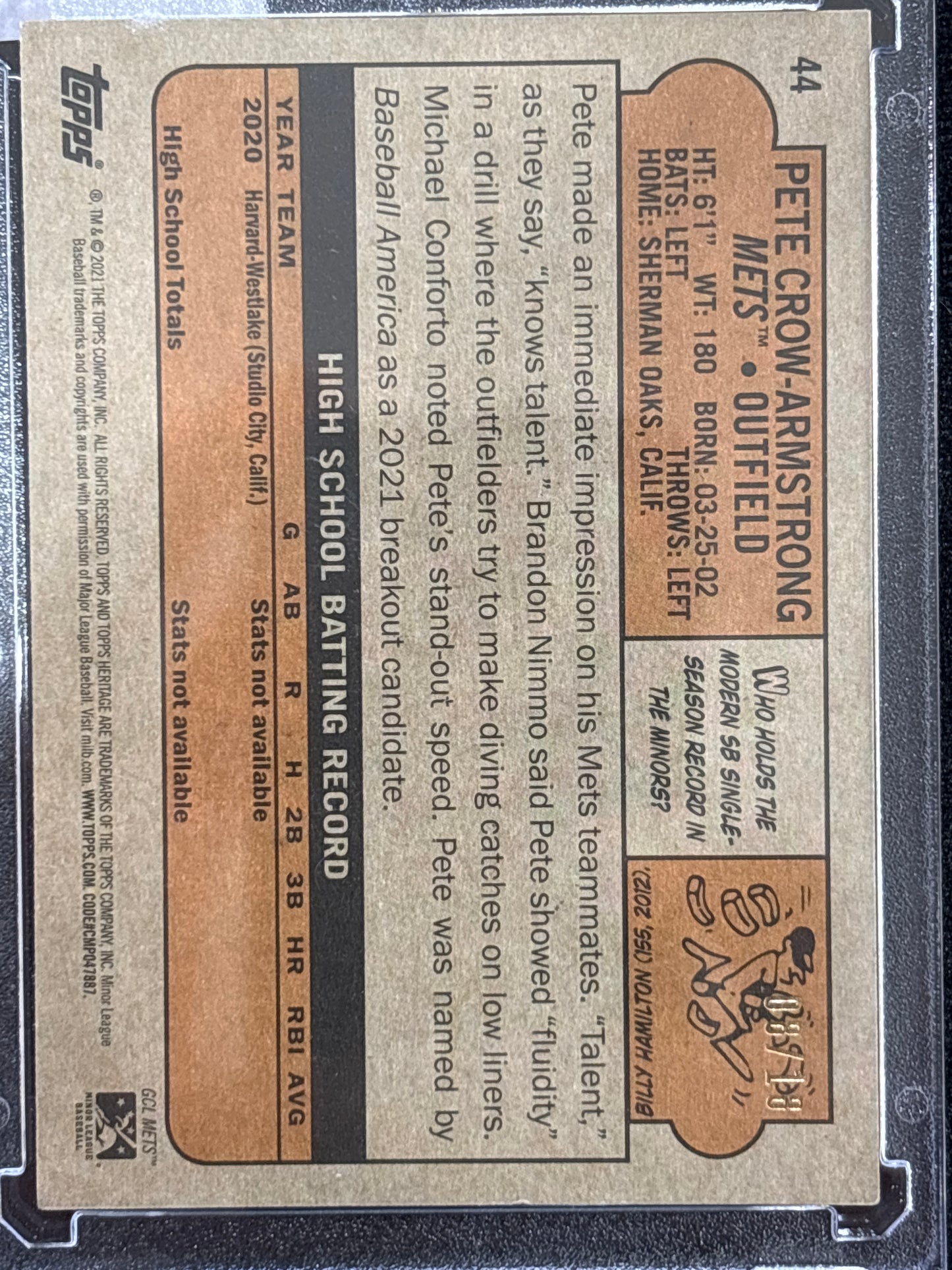 2021 Topps Heritage Pete Crow-Armstrong #44 Gold Border