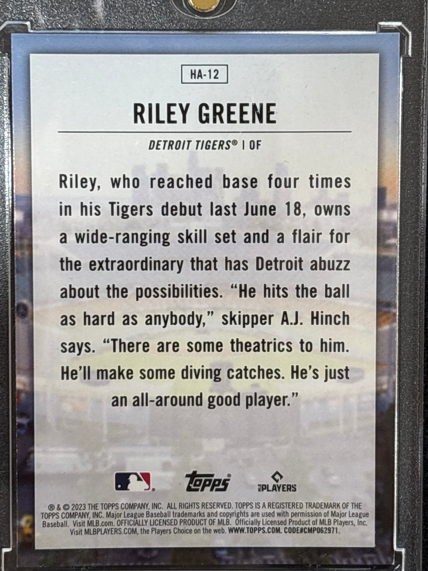 2023 Topps Home Field Advantage Riley Greene #HA-12 RC