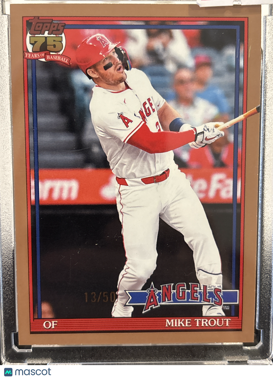 2025 Topps 75 Years of Baseball Mike Trout #T91-1 Gold /50