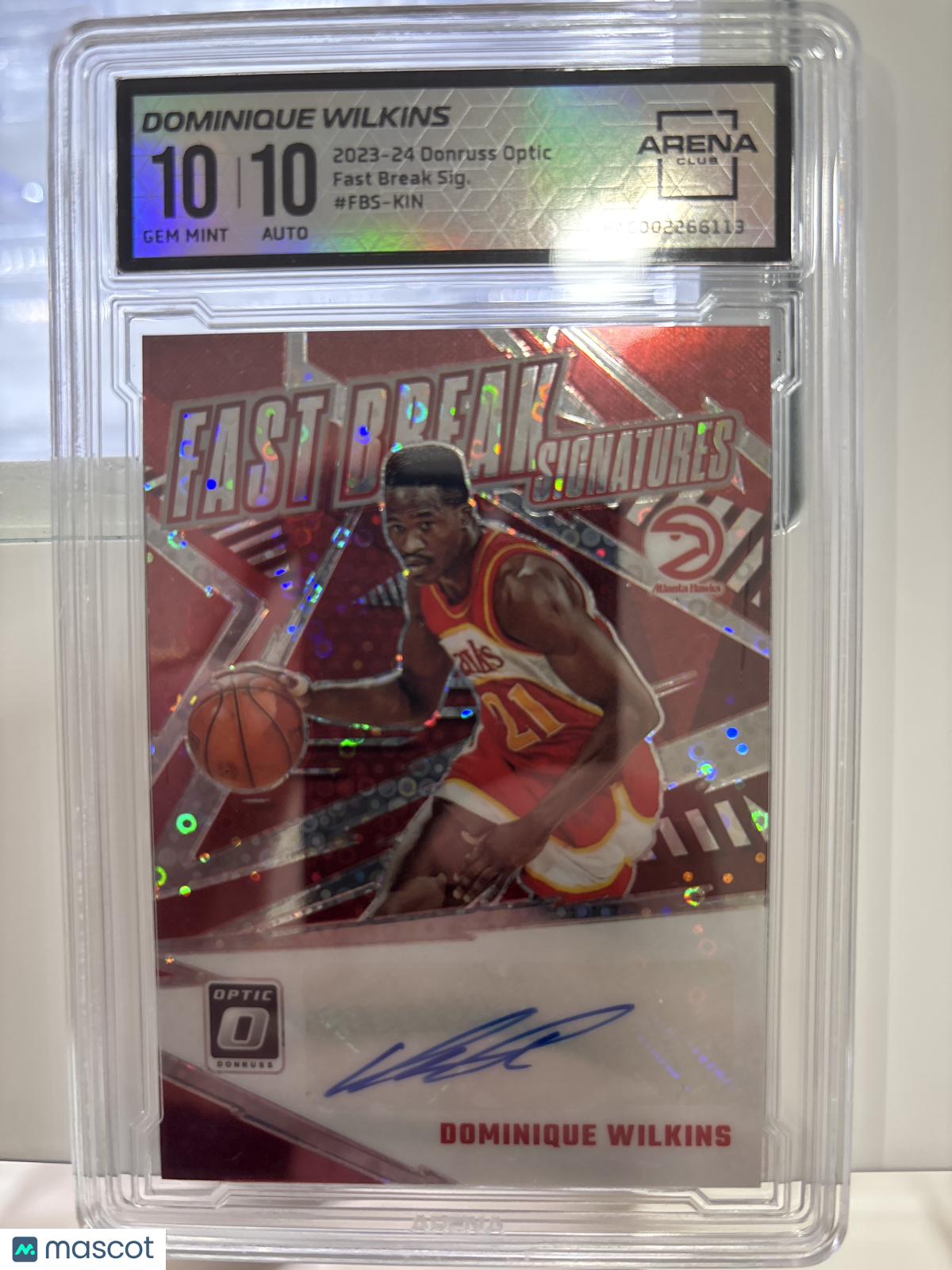 2024 Donruss Optic Signatures Dominique Wilkins #FBS-KIN Arena Club 10 Auto 10