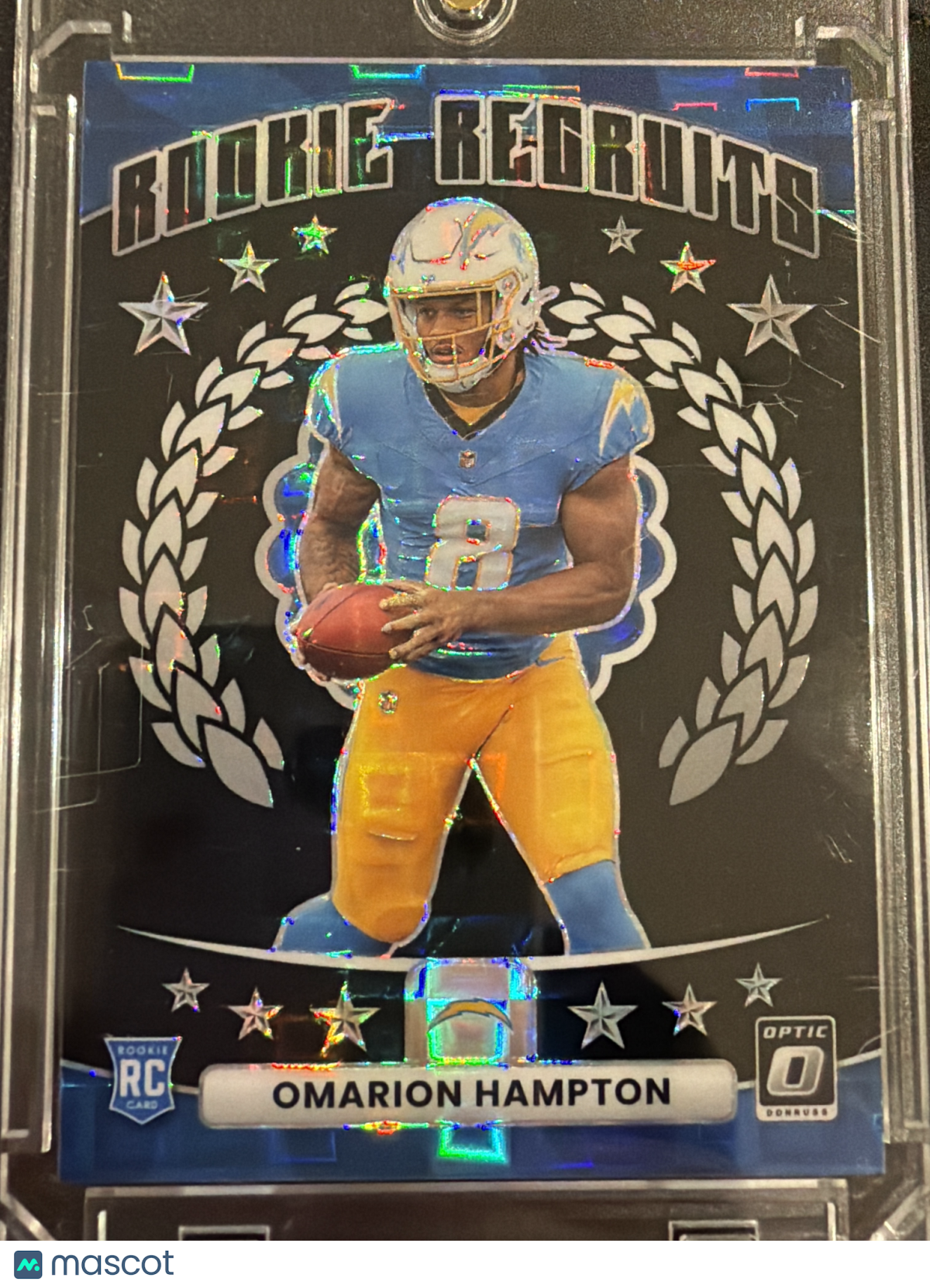 2025 Panini Donruss Optic Rookie Recruits Omarion Hampton #12 Blue Prizm /149 RC