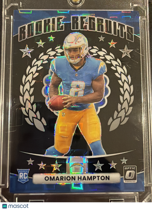2025 Panini Donruss Optic Rookie Recruits Omarion Hampton #12 Blue Prizm /149 RC