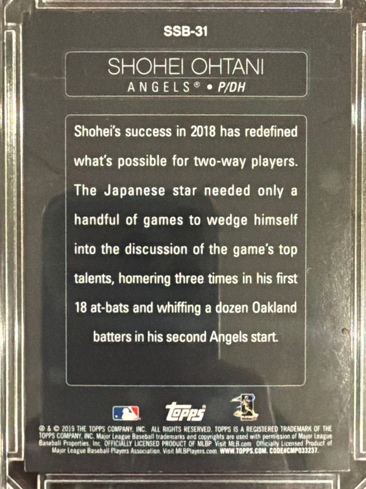 2019 Topps Stars of the Game Shohei Ohtani #SSB-31
