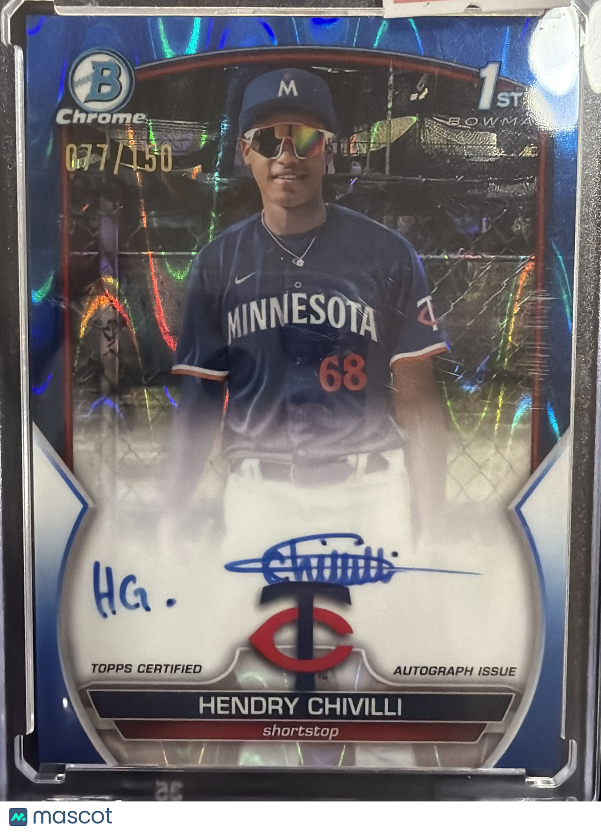 2023 Bowman Hendry Chivilli #CPA-HC Blue RayWave Refractor /150 1st Bowman