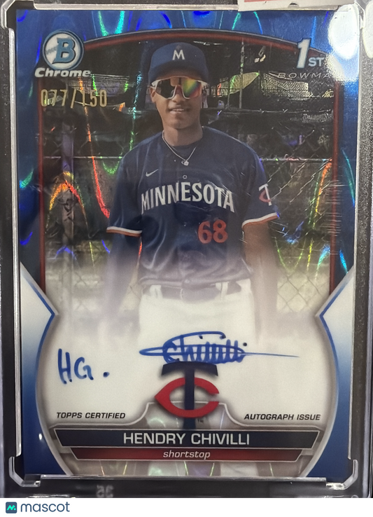 2023 Bowman Hendry Chivilli #CPA-HC Blue RayWave Refractor /150 1st Bowman
