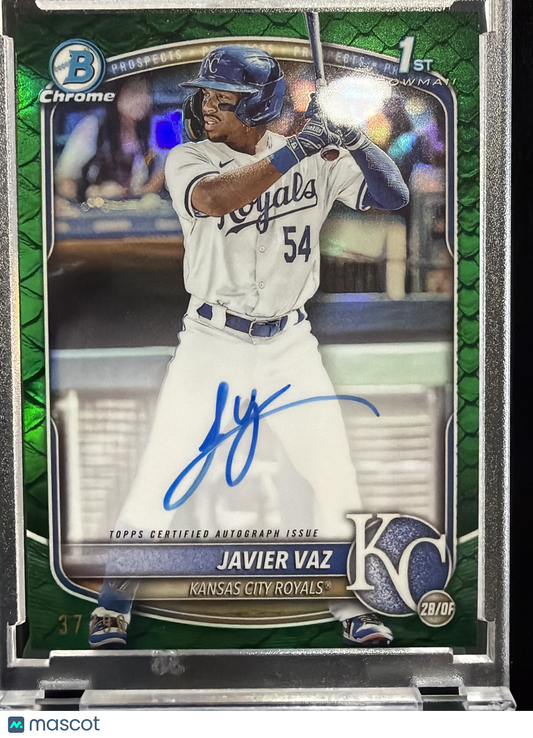 2025 Topps Bowman Chrome Javier Vaz #CPA-JVA Green Reptillian /99
