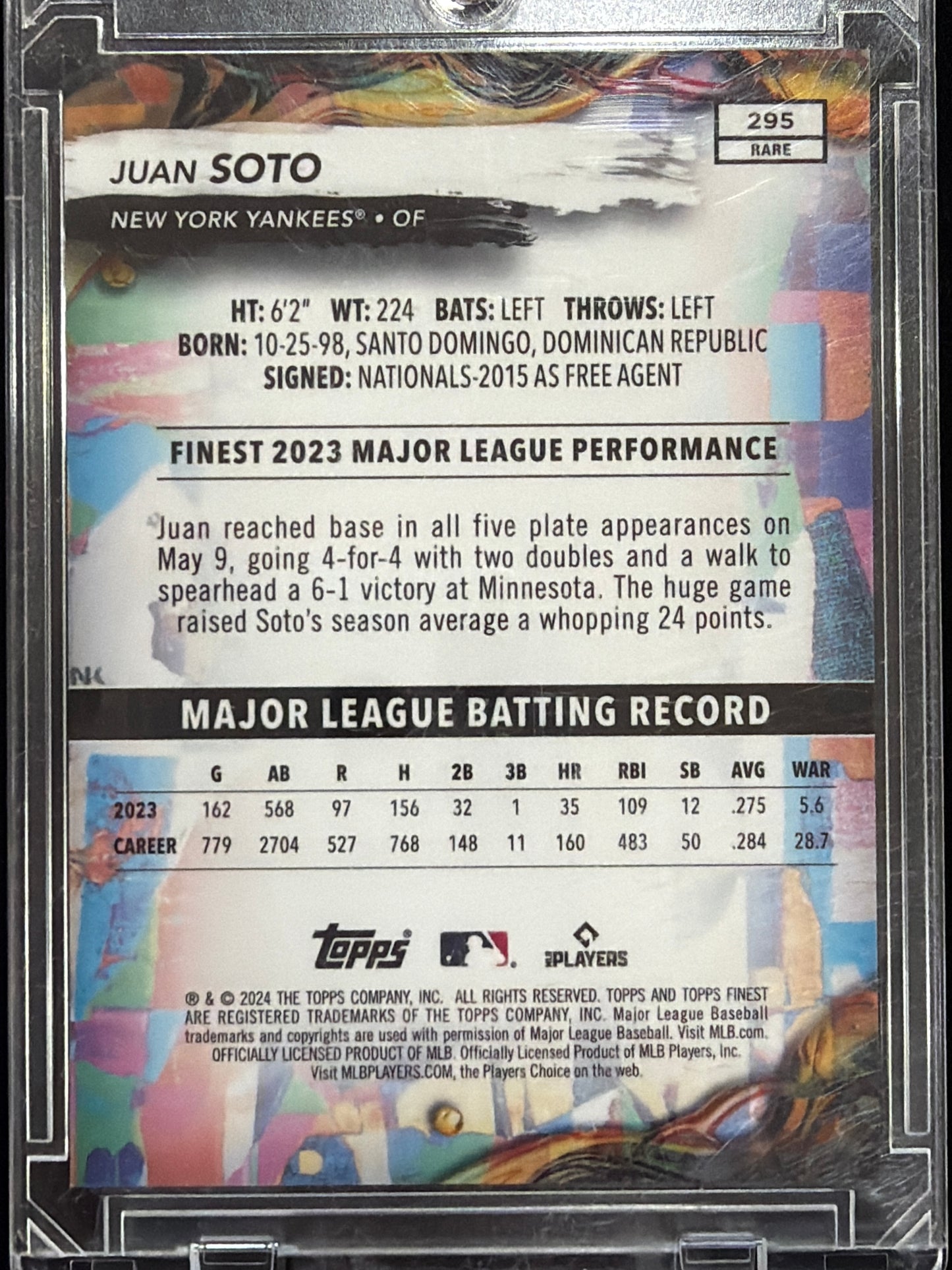 2024 Topps Finest Juan Soto #295 Blue X-Fractor /49