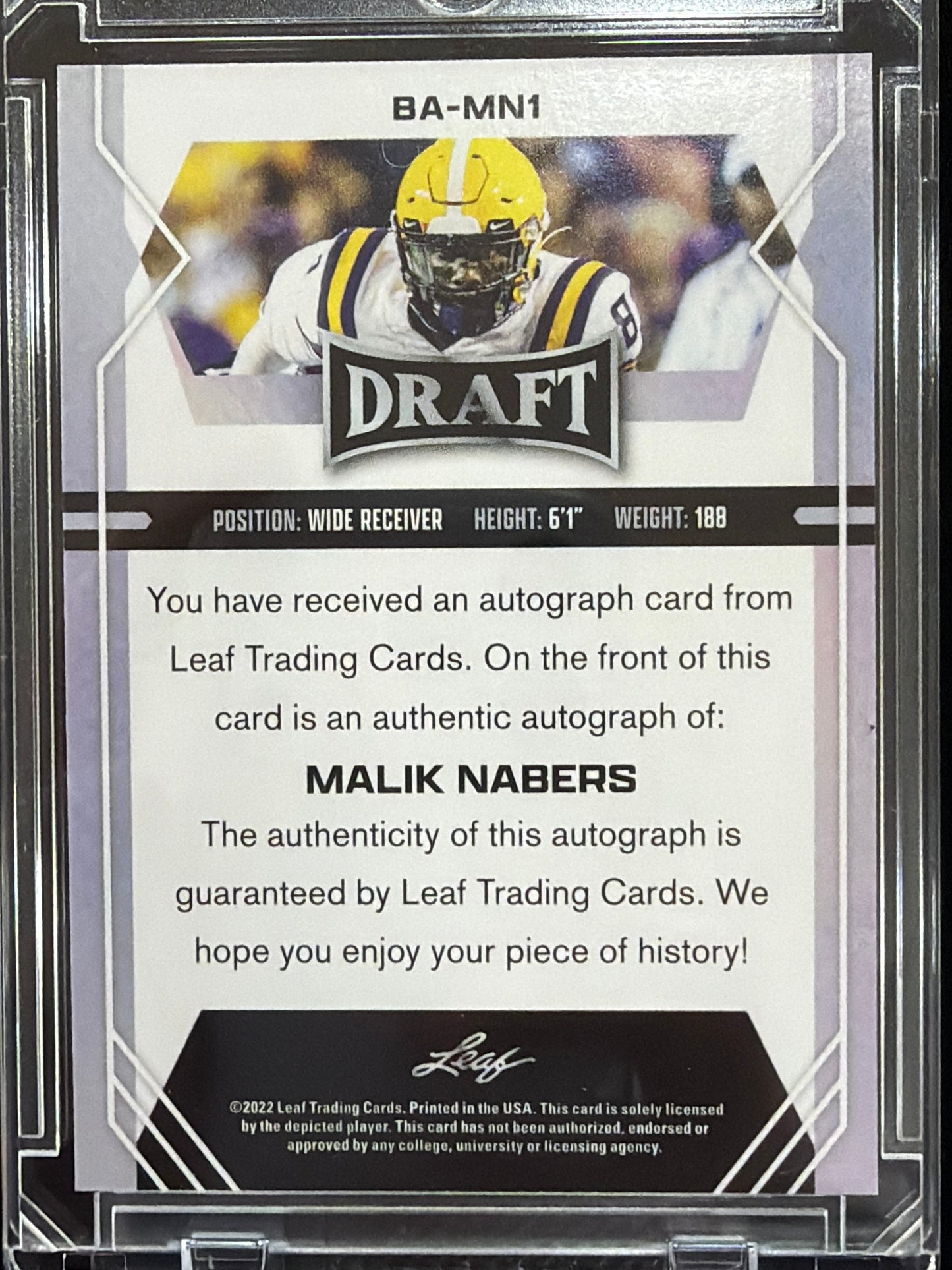 2022 Leaf Draft Malik Nabers #BA-MN1 RC