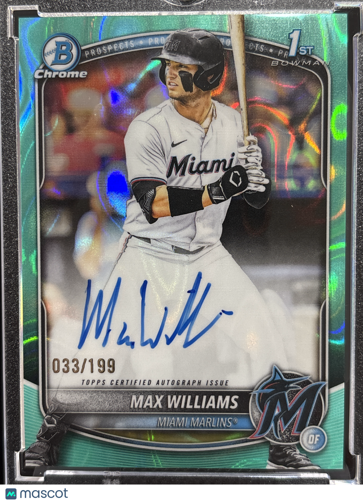 2025 Topps Bowman Chrome Max Williams #CPA-MWI Green Shimmer Refractor /199