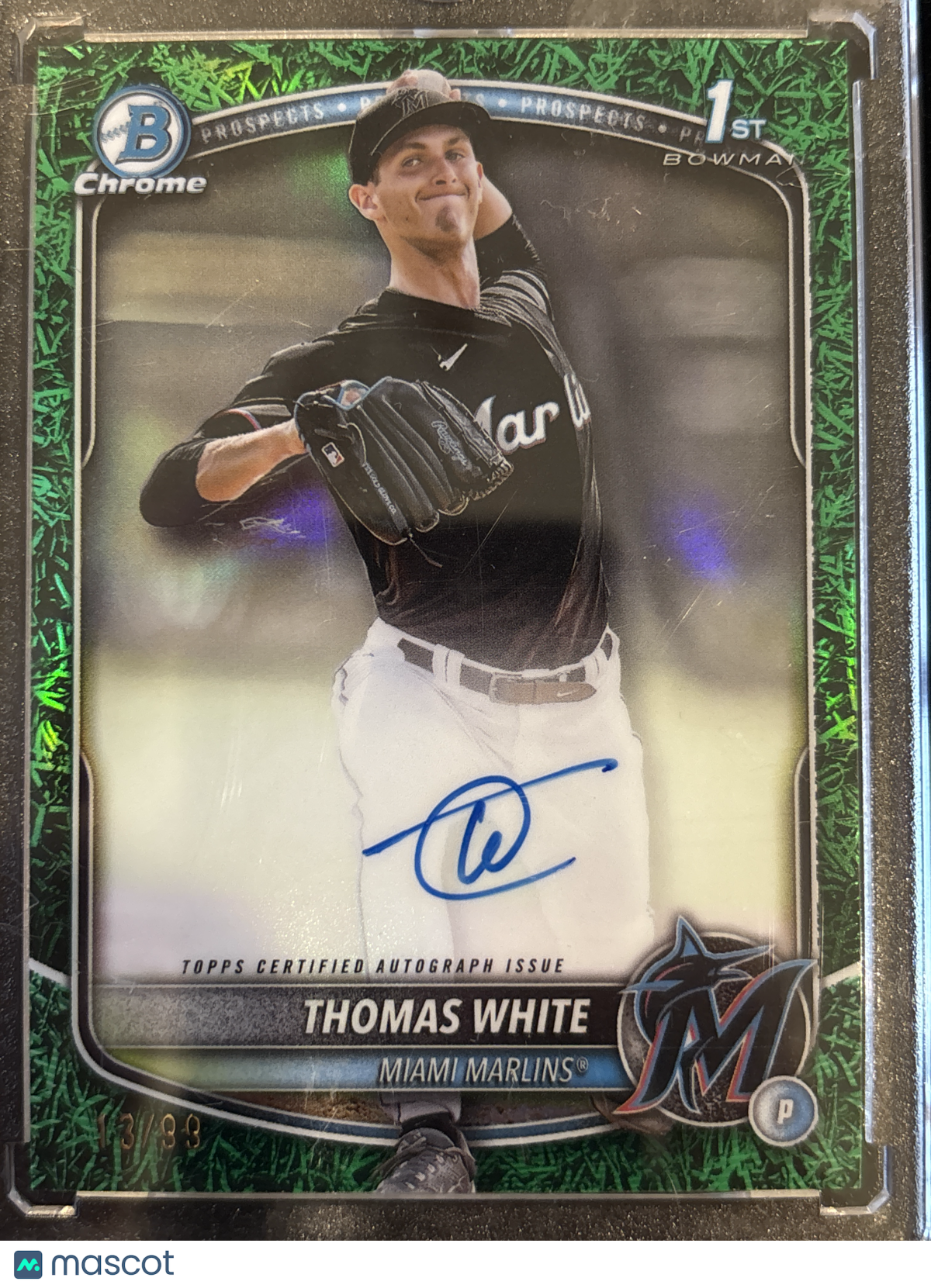 2025 Topps Bowman Chrome Thomas White #CPA-TW Green Grass Refractor /99