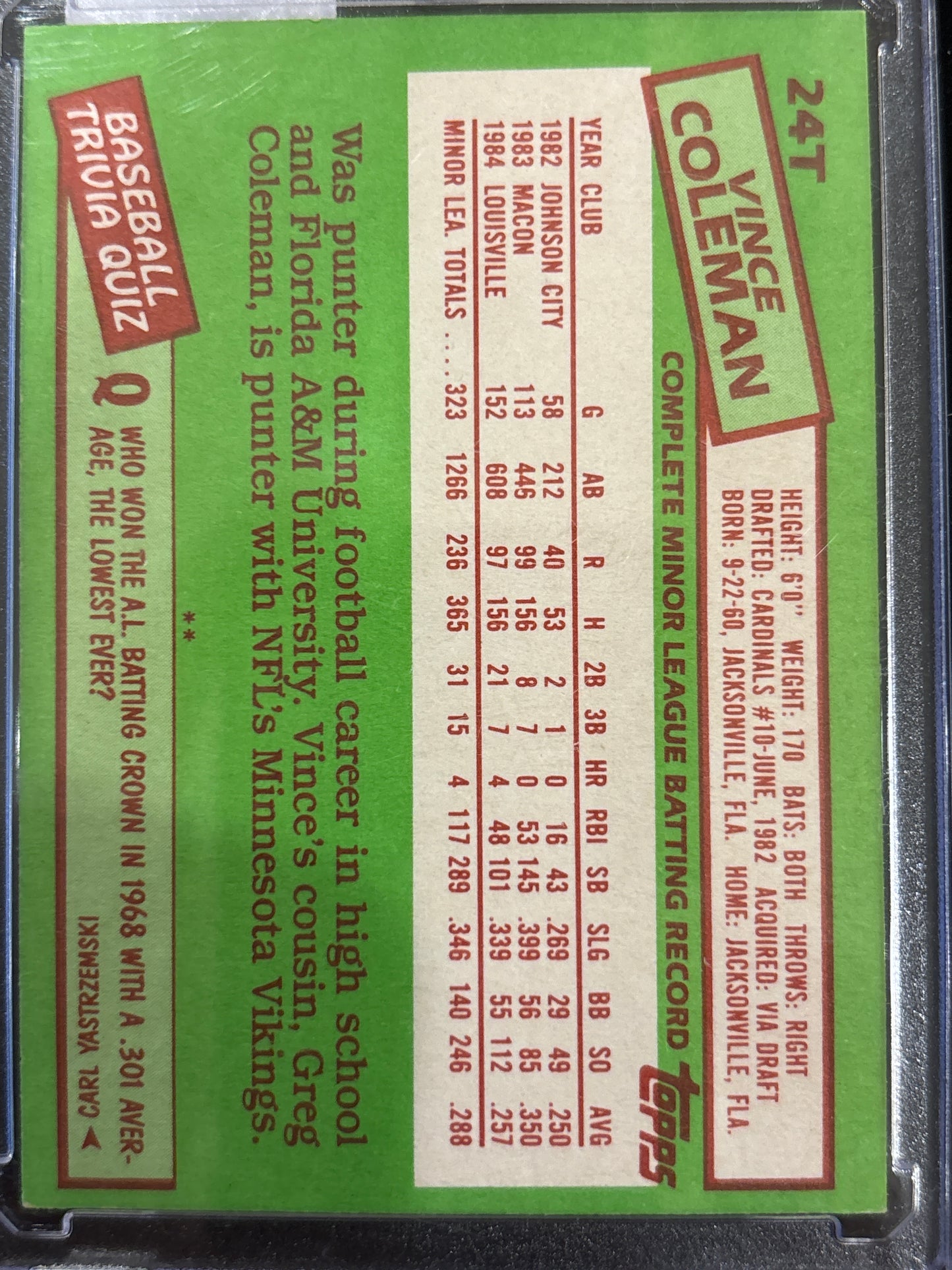 1985 Topps Traded Vince Coleman #24T