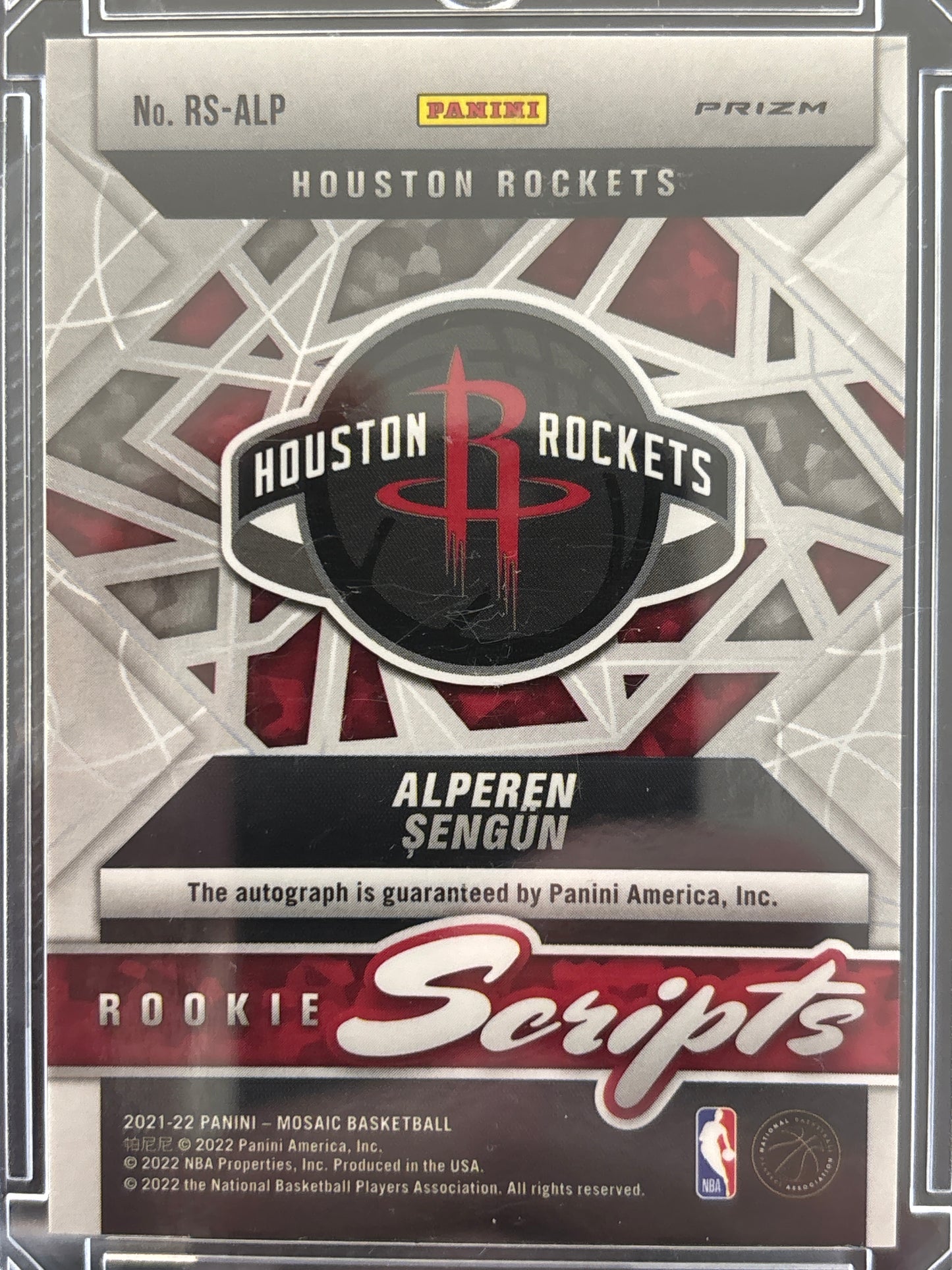 2022 Panini Mosaic Prizm Scripts Alperen Şengün #RS-ALP Silver RC
