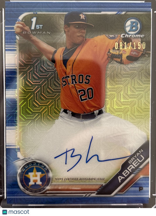 2019 Topps Bowman Chrome Bryan Abreu #CPA-BA Yellow Mojo Refractor /150