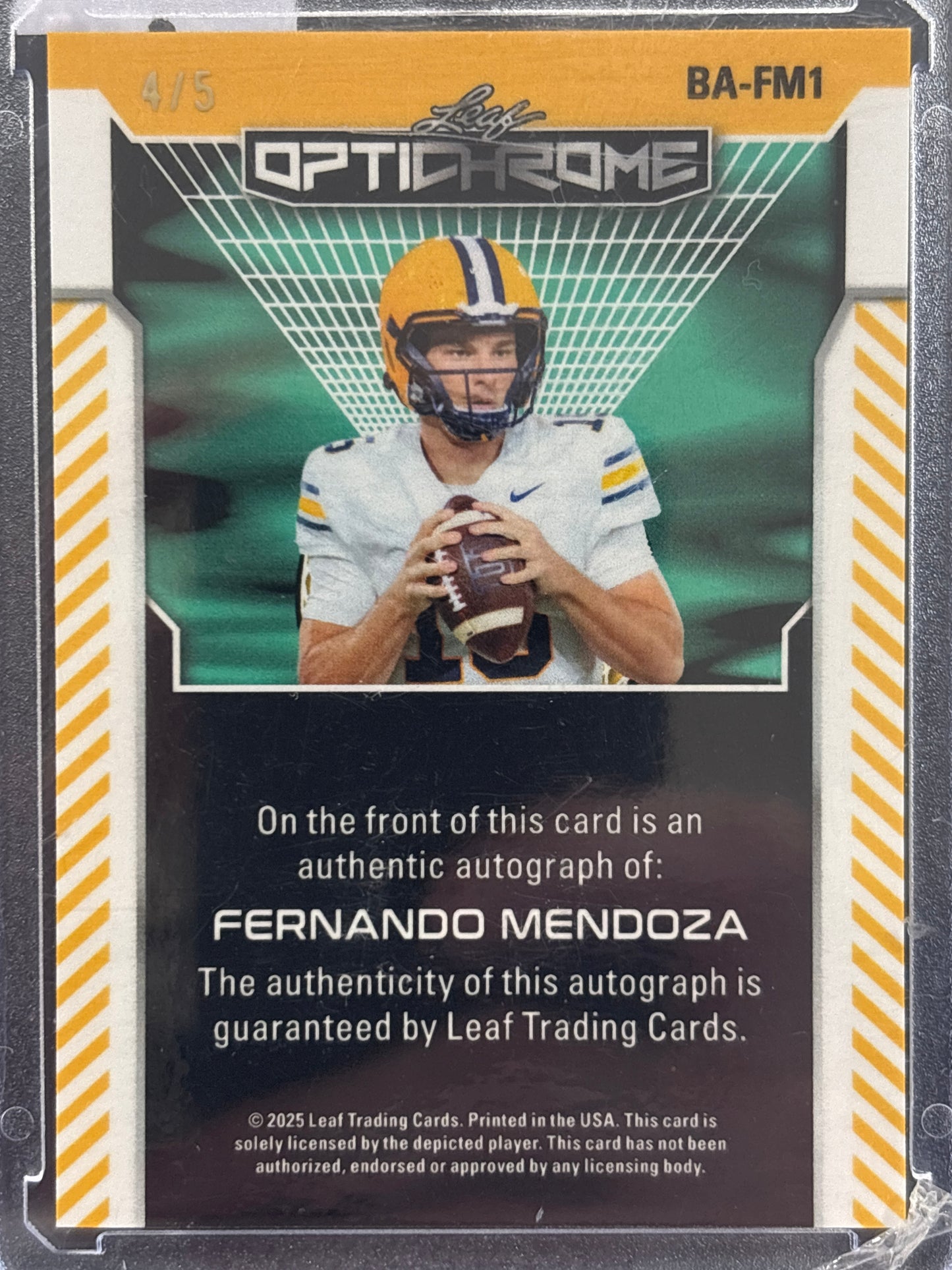 2025 Leaf Optichrome Fernando Mendoza #BA-FM1 Purple Laser /5