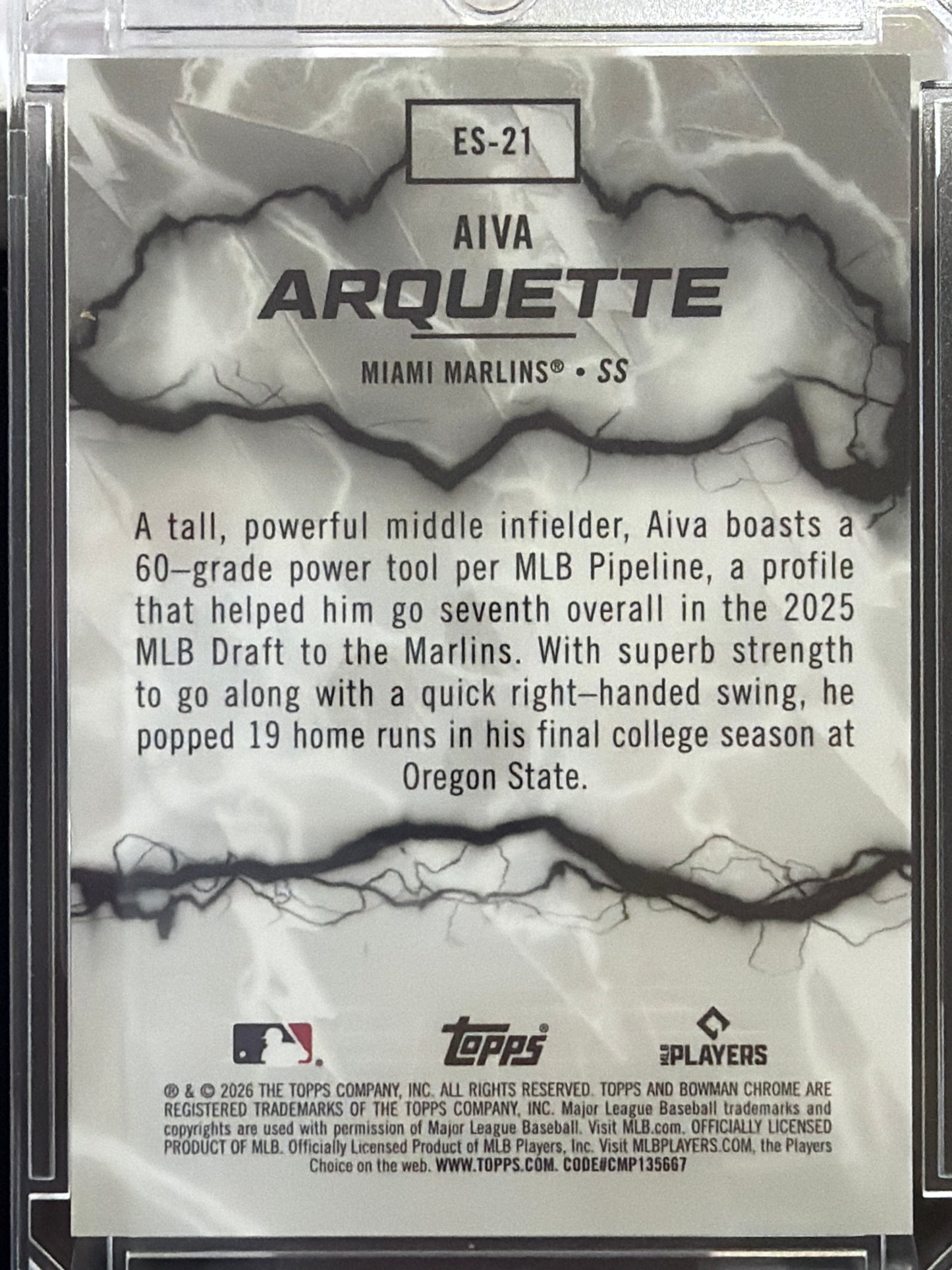 2026 Bowman Chrome Electric Sluggers Aiva Arquette #ES-21 Orange Refractor /25