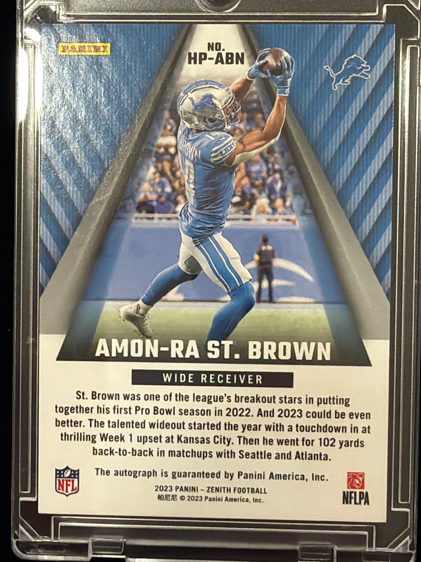 2023 Panini Zenith Football High Point Signatures Amon-Ra St. Brown #HP-ABN /190