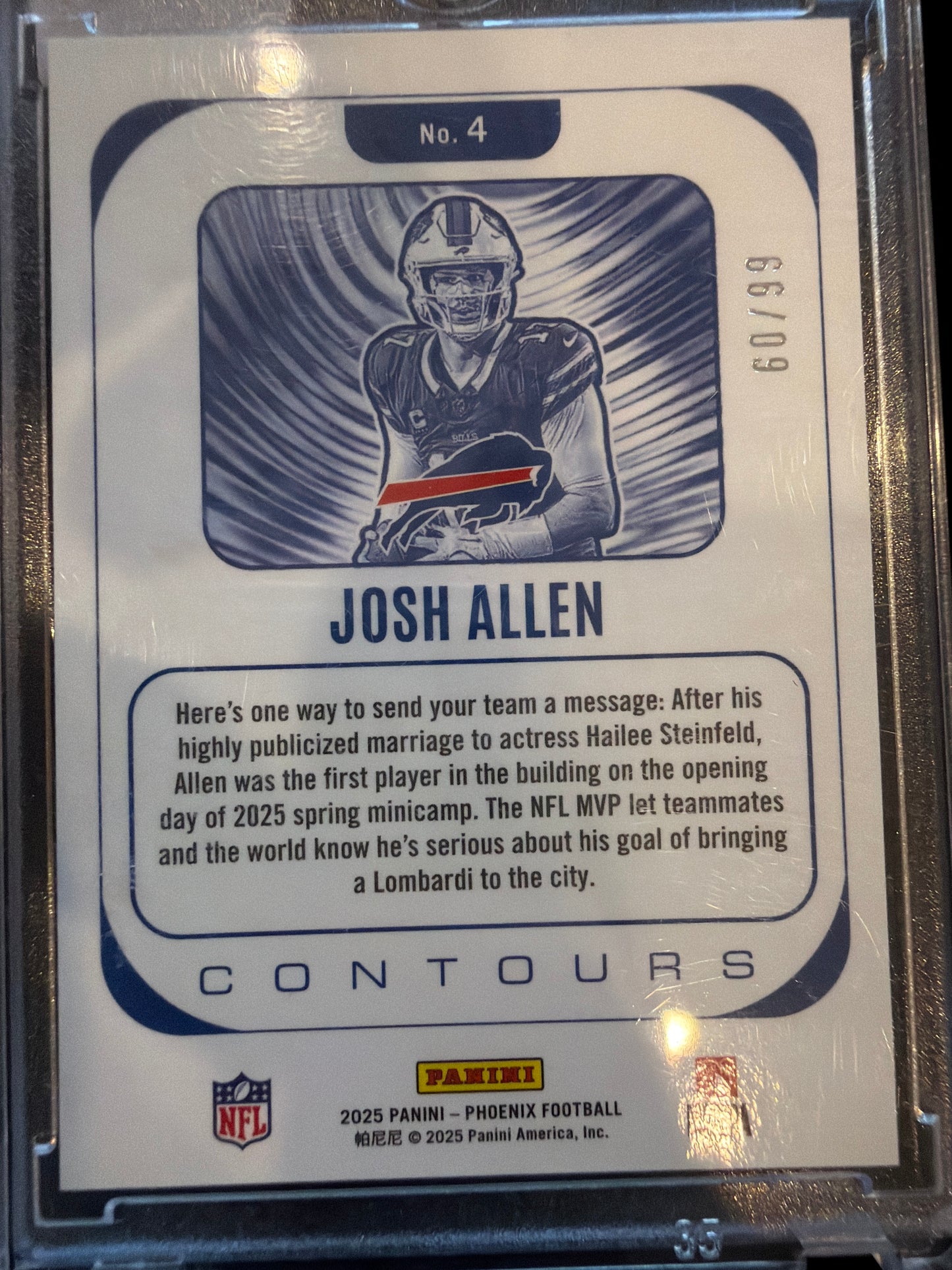 2025 Panini Phoenix Contours Josh Allen #4 Green /99