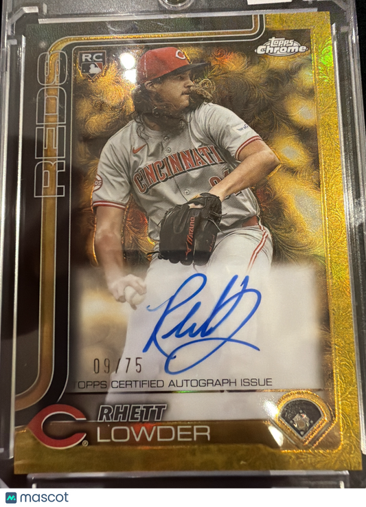2025 Topps Chrome Gilded Rhett Lowder #CGA-RL Gold RayWave Gold Refractor /75 RC