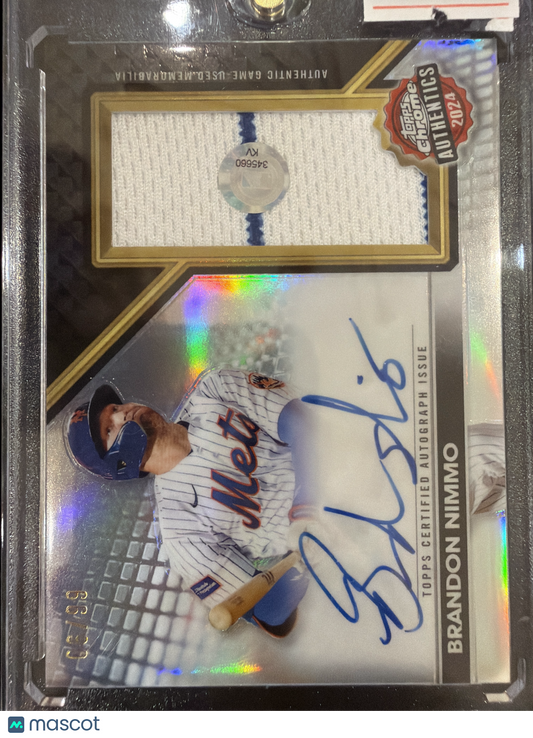 2024 Nimmo #TCAA-BN Topps Autograph Issue Authentic Game-Used Memorabilia
