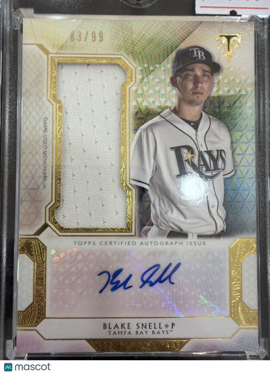 2018 Topps Blake Snell /99 Auto Single Jumbo Relic Card Game-Used Memorabilia