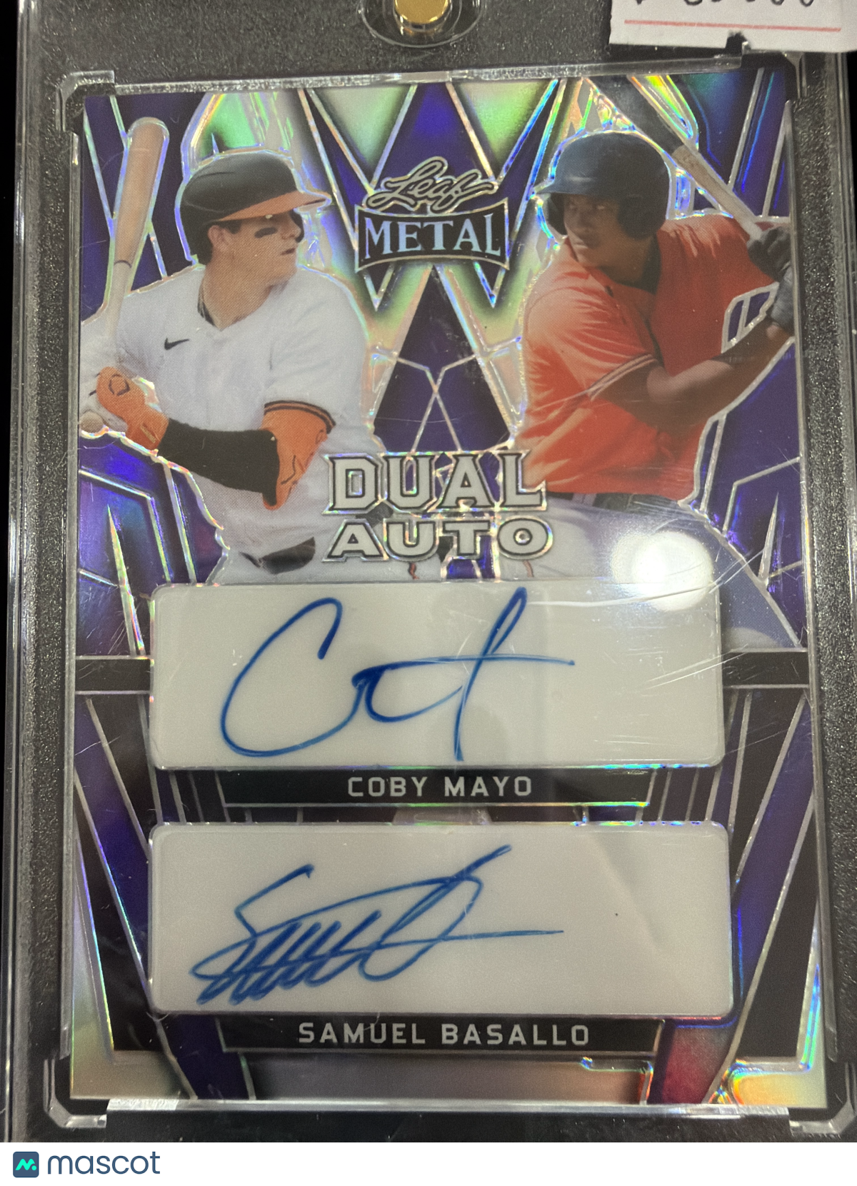2024 Dual Auto Samuel Basallo Coby Mayo #DA-4 Purple Mojo /15 Dual Autograph
