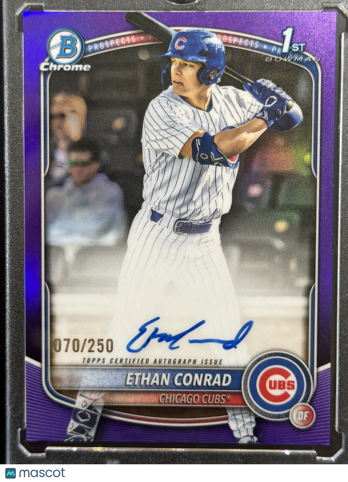 2025 Topps Bowman Chrome Ethan Conrad #CPA-EC Purple Refractor /250