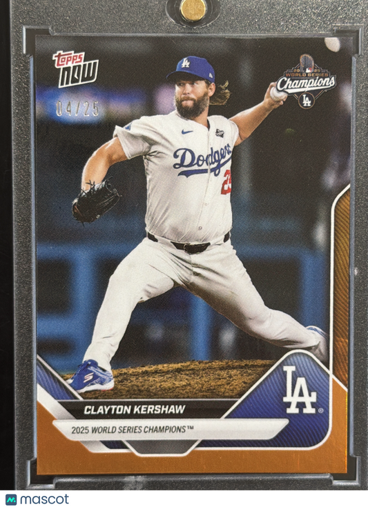 2025 Topps Now Clayton Kershaw #WS-13 Orange /25