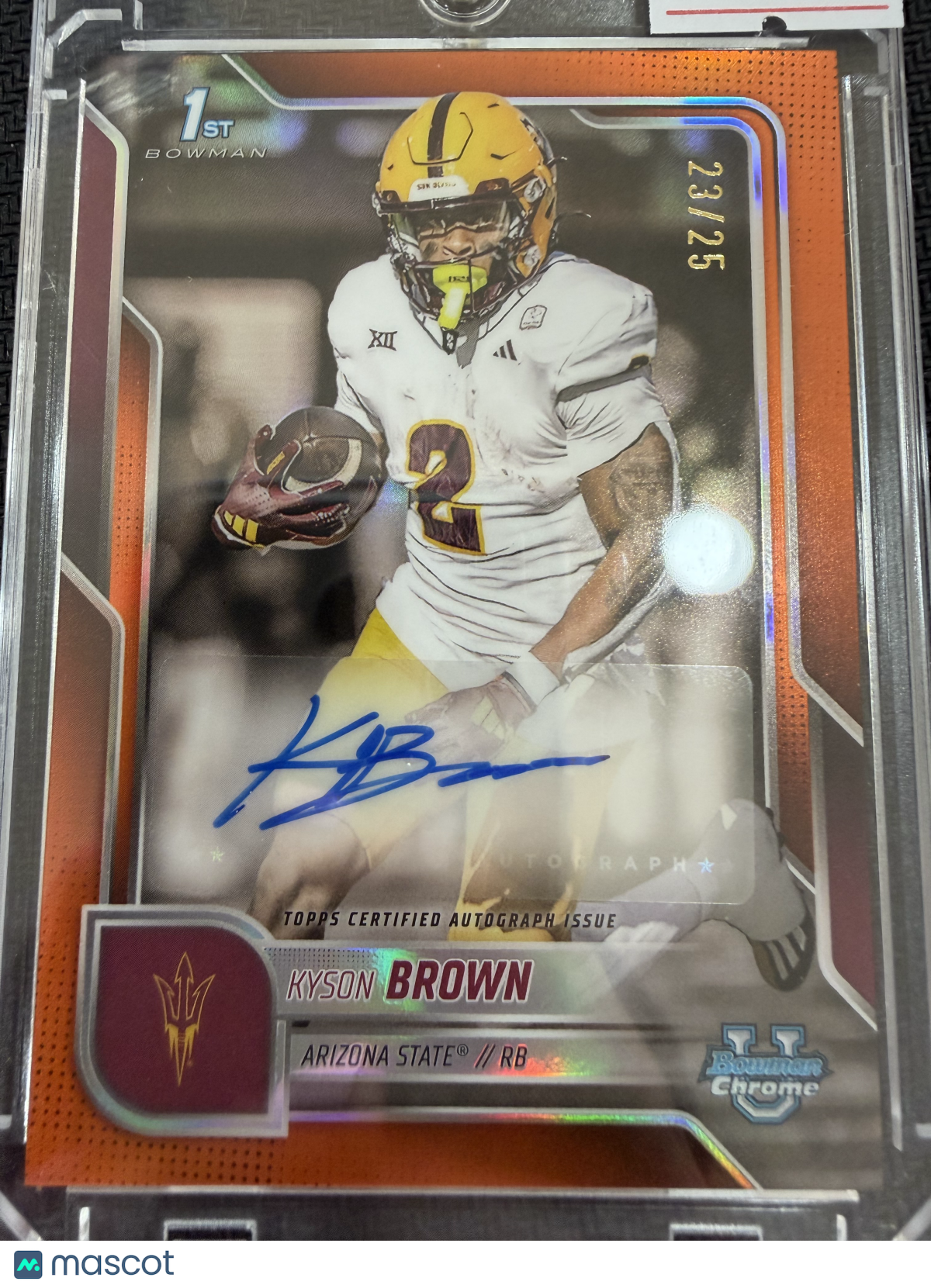 2025 Topps Bowman U Chrome Football Kyson Brown #BCA-KB Orange Refractor