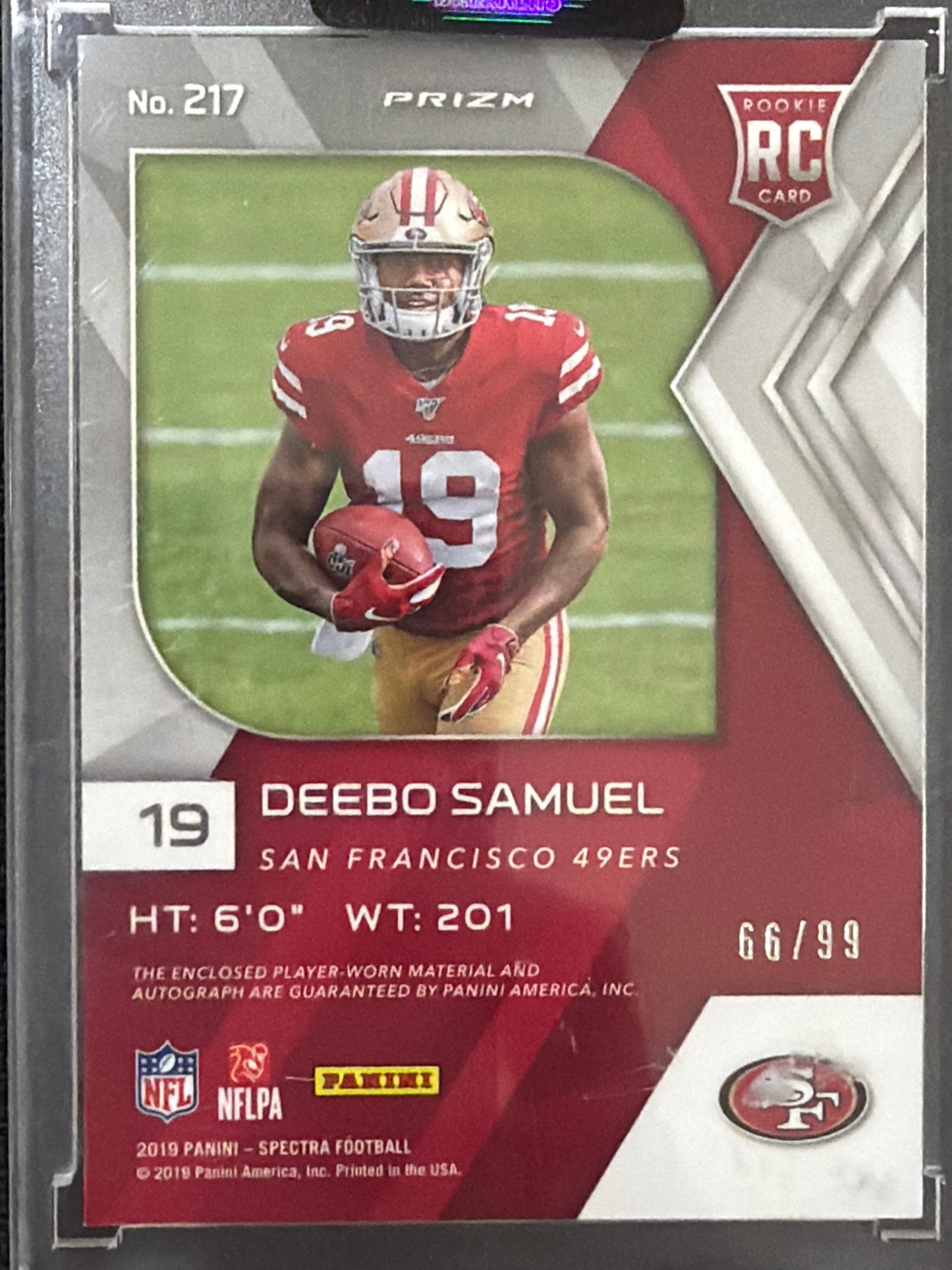2019 Panini Spectra Prizm Deebo Samuel #217 /99 Patch RC