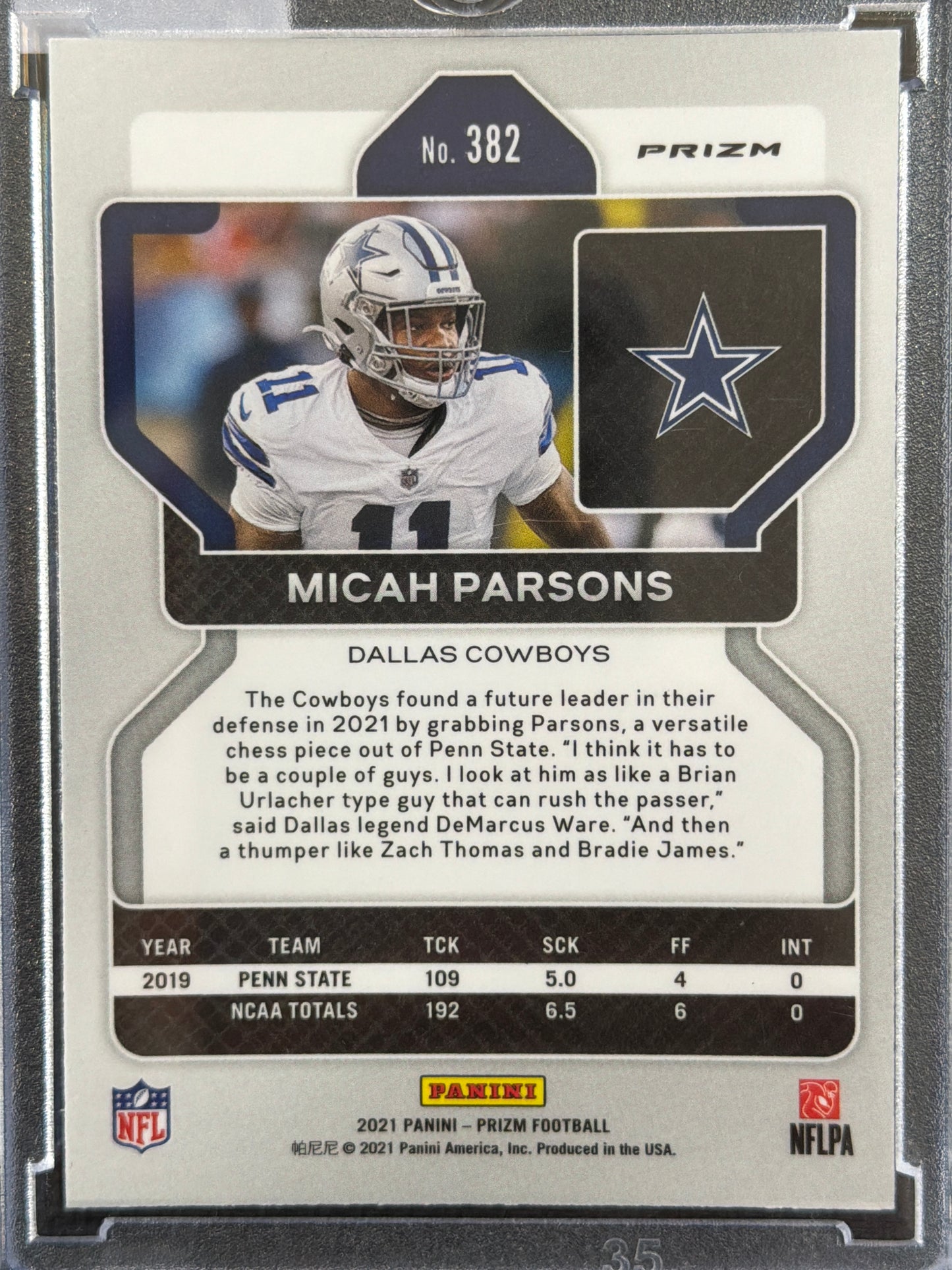 2021 Panini Prizm Micah Parsons #382 Green Ice RC
