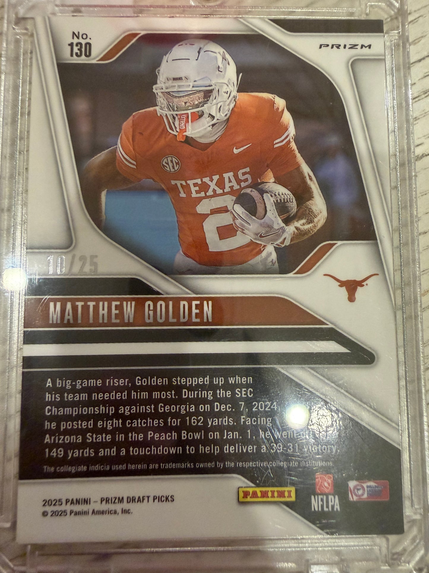 2025 Panini Prizm Draft Picks Matthew Golden #130 Green Pulsar /25 RC