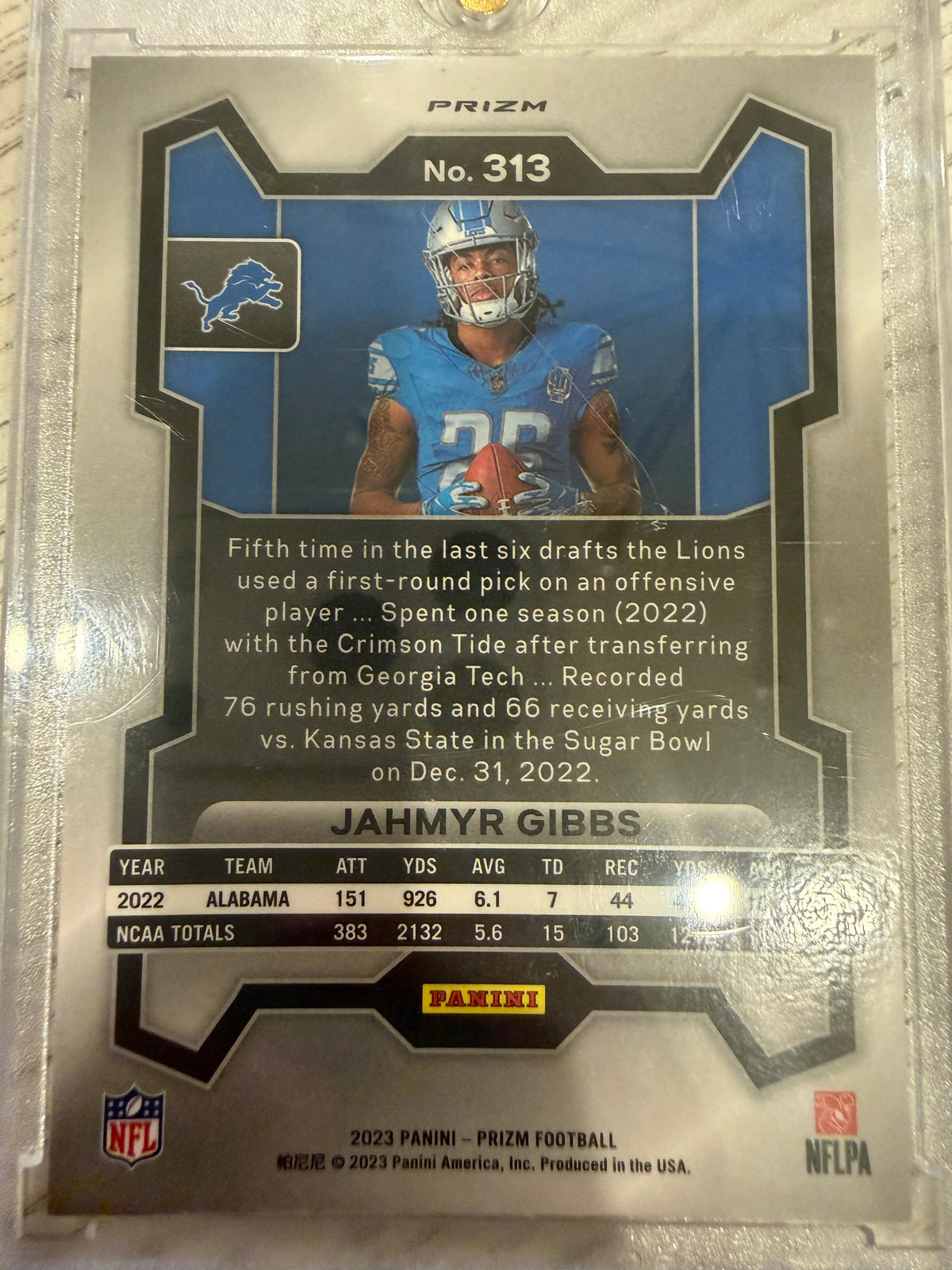 2023 Panini Prizm Jahmyr Gibbs #313 Silver RC