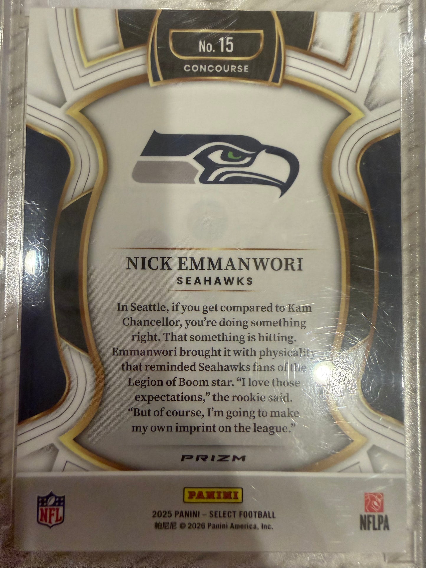 2026 Panini Select Prizm Concourse Nick Emmanwori #15 Zebra