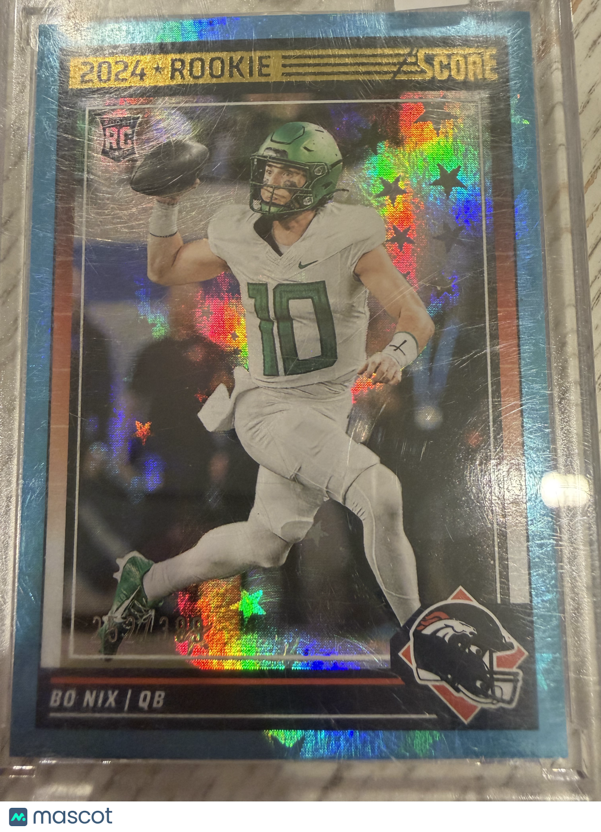 2024 Panini Score Bo Nix #332 Blue Stars RC