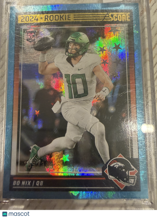 2024 Panini Score Bo Nix #332 Blue Stars RC