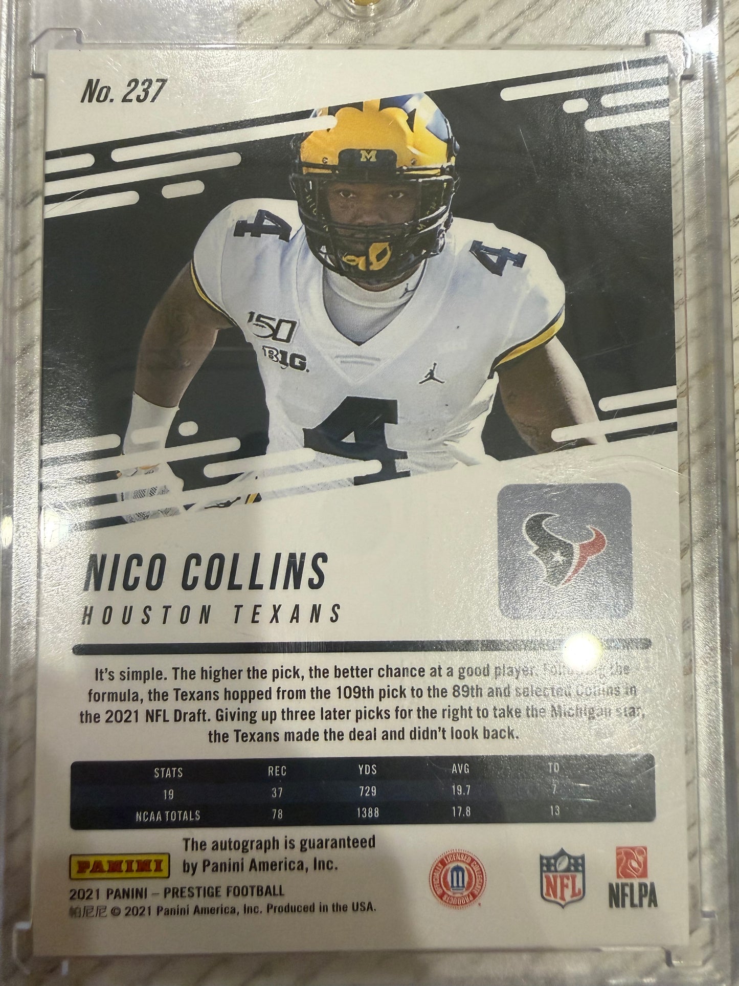2021 Panini Prestige Football Xtra Points Nico Collins #237 Red RC