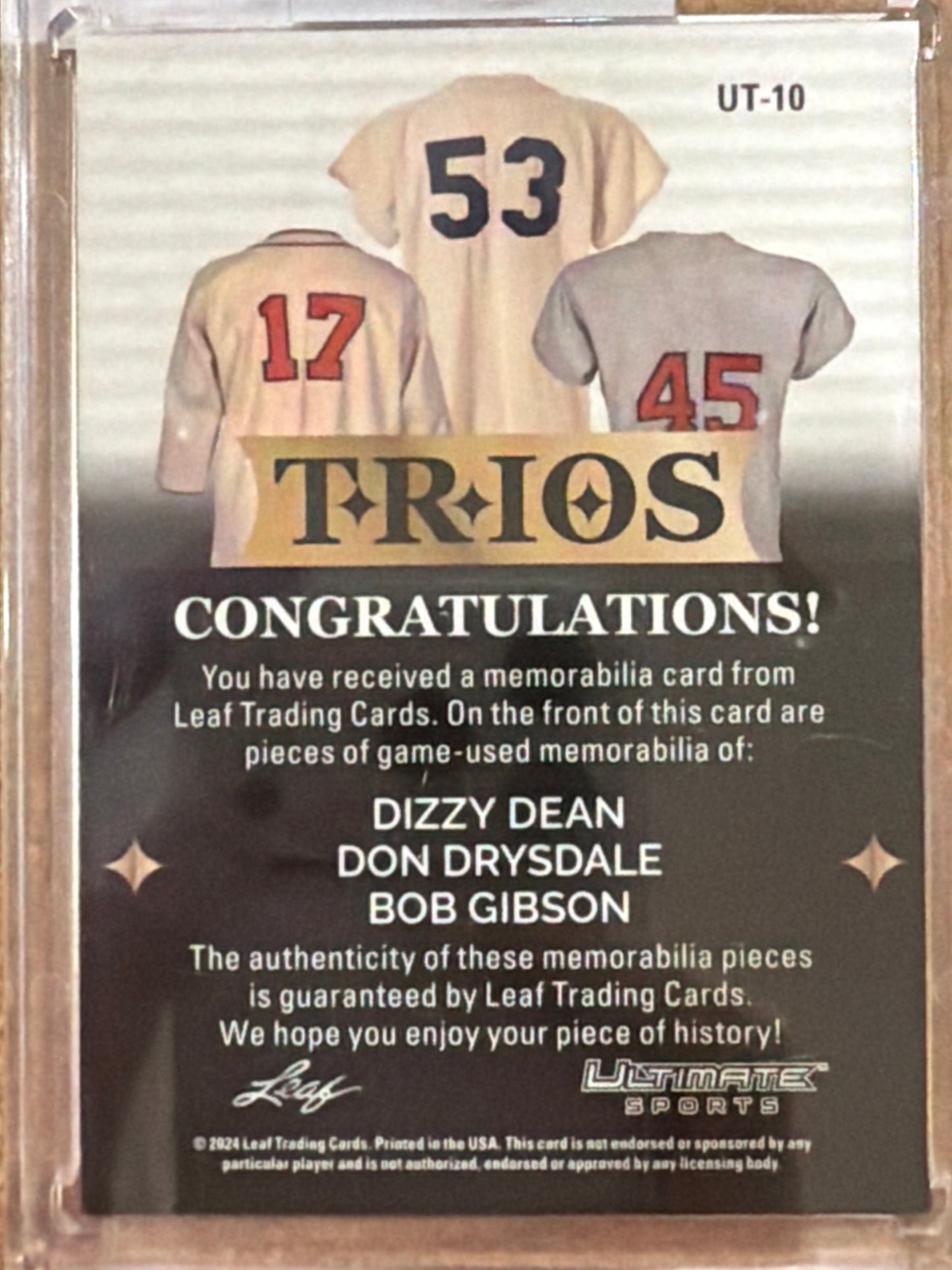 2024 Leaf Ultimate Sports Trios Dizzy Dean Gibson Drysdale #UT-10 Orange 6/20