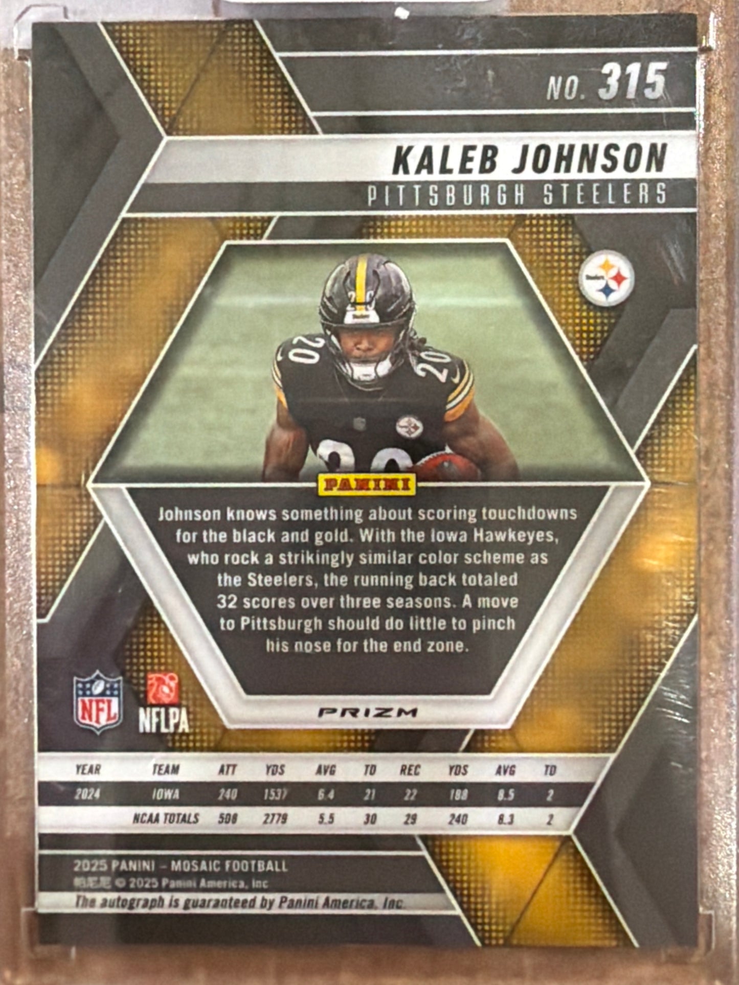 2025 Panini Mosaic Football Kaleb Johnson #315 Blue Disco RC