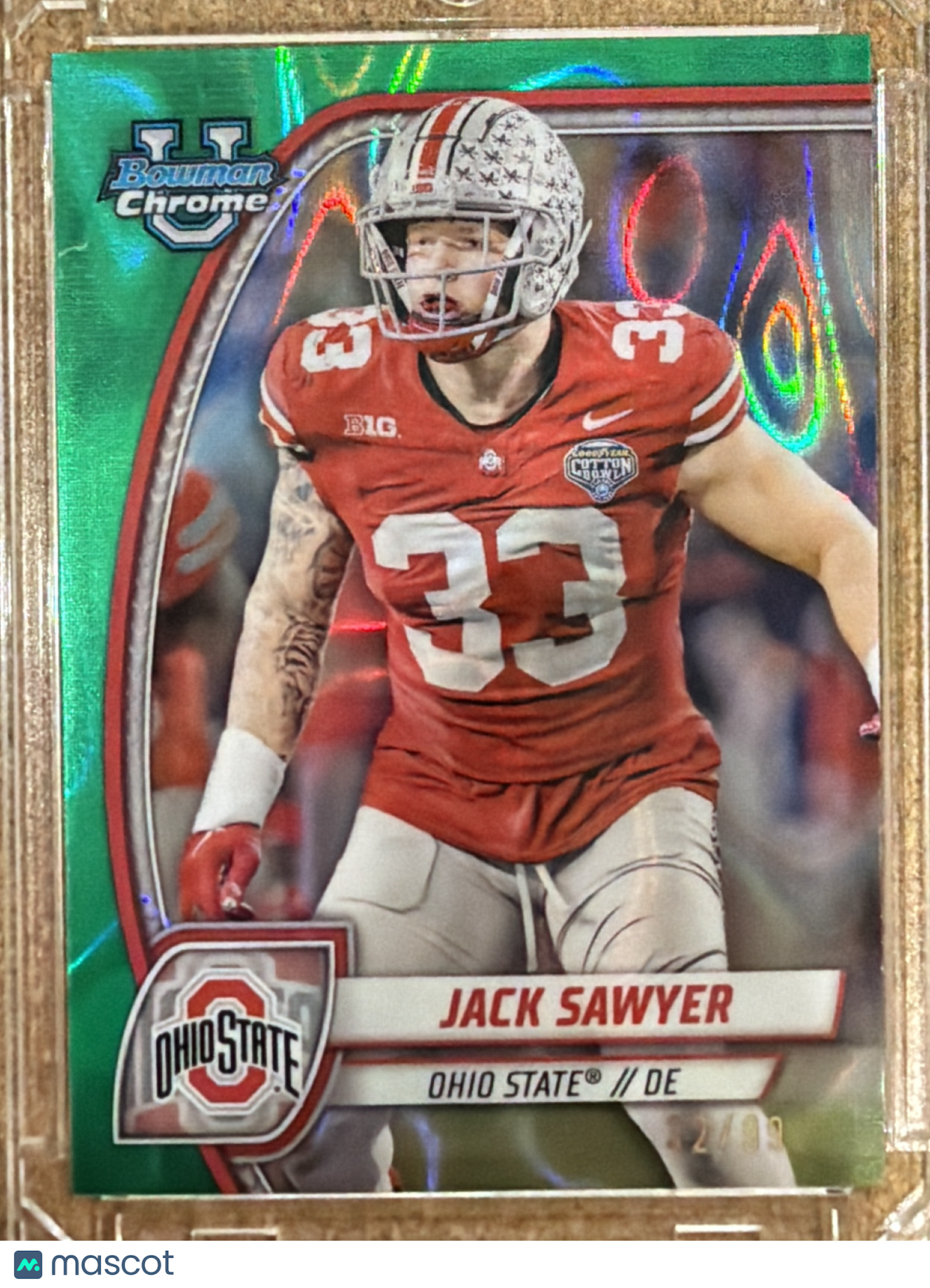 2024 Bowman Chrome University Jack Sawyer #79 Green Refractor