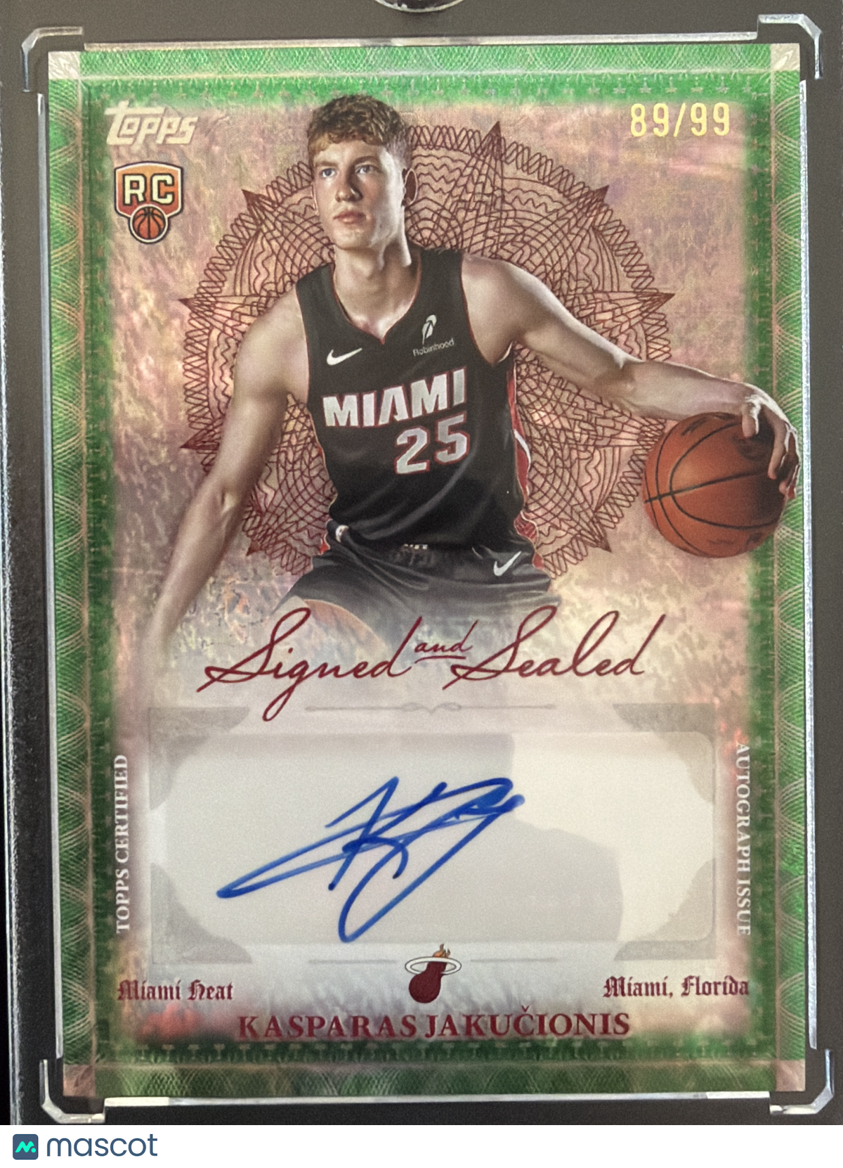 2025 Topps Signed and Sealed Kasparas Jakučionis #BSI-KJ Green /99 RC