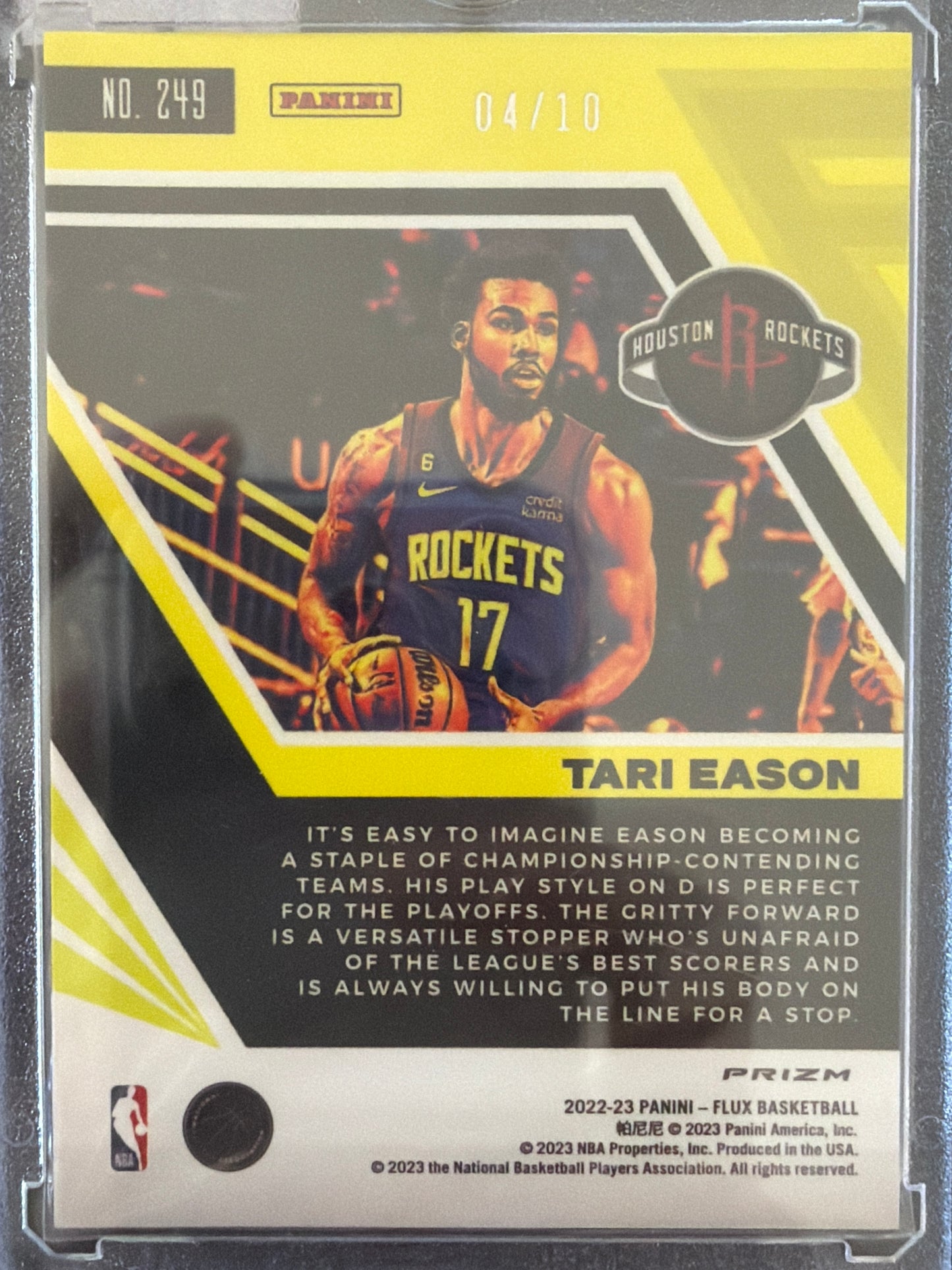 2023 Panini Flux Prizm Tari Eason #249 Gold Cracked Ice /10 RC
