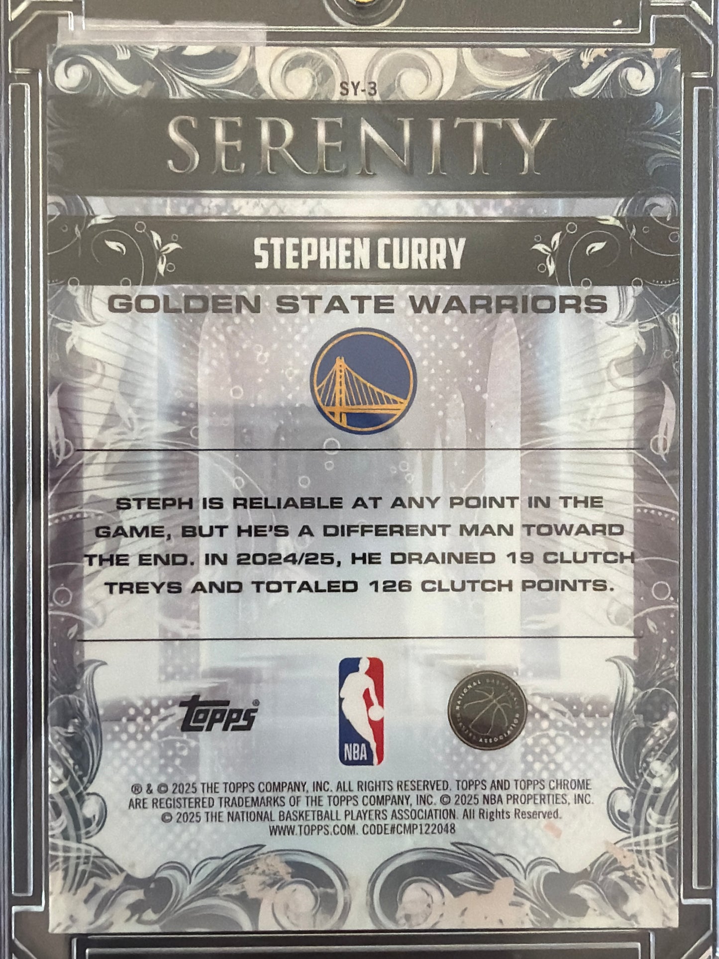 2025 Topps Chrome Serenity Stephen Curry #SY-3 Pink /399