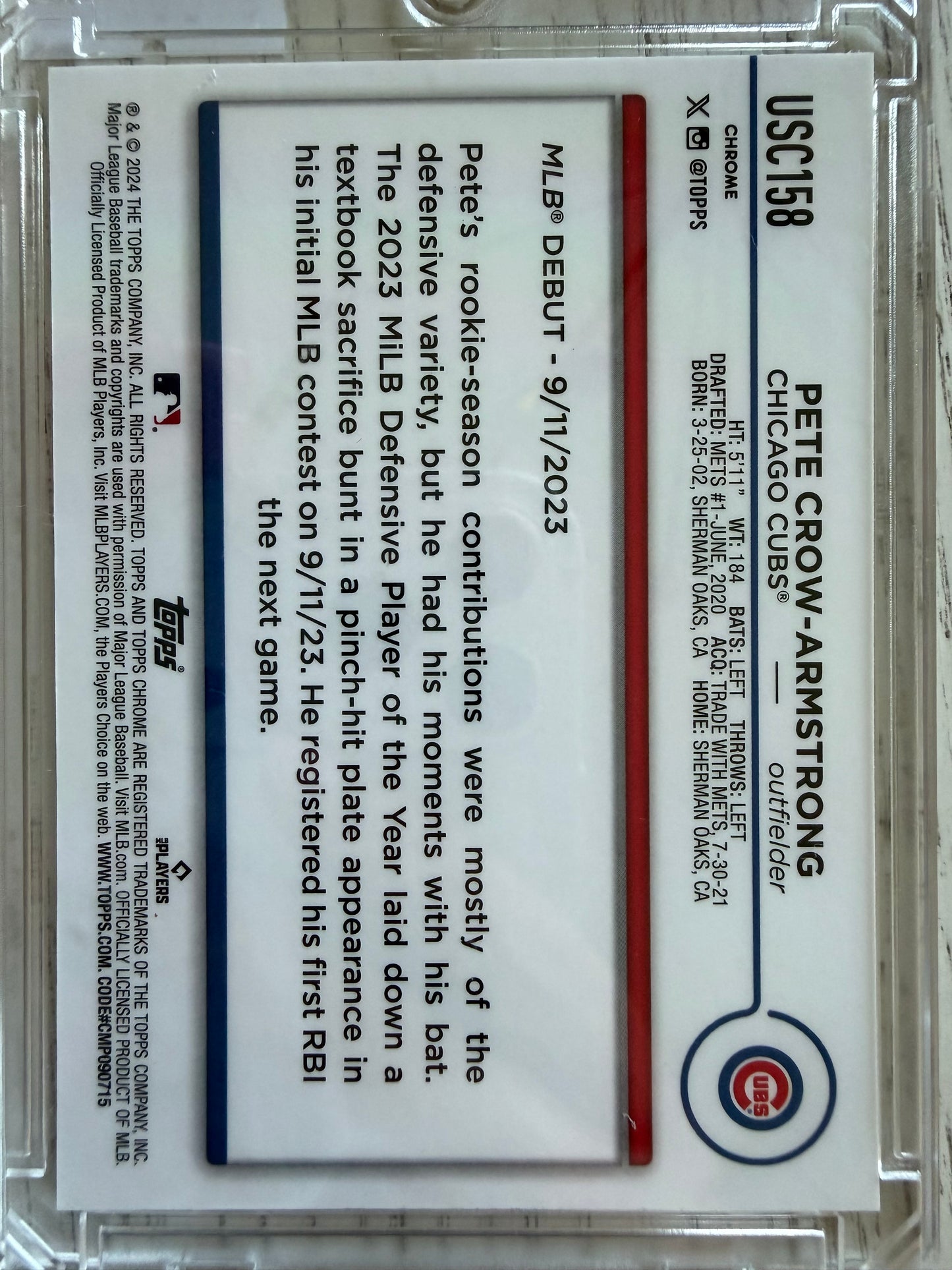 2024 Topps Chrome Pete Crow-Armstrong #USC158 Green RayWave RC