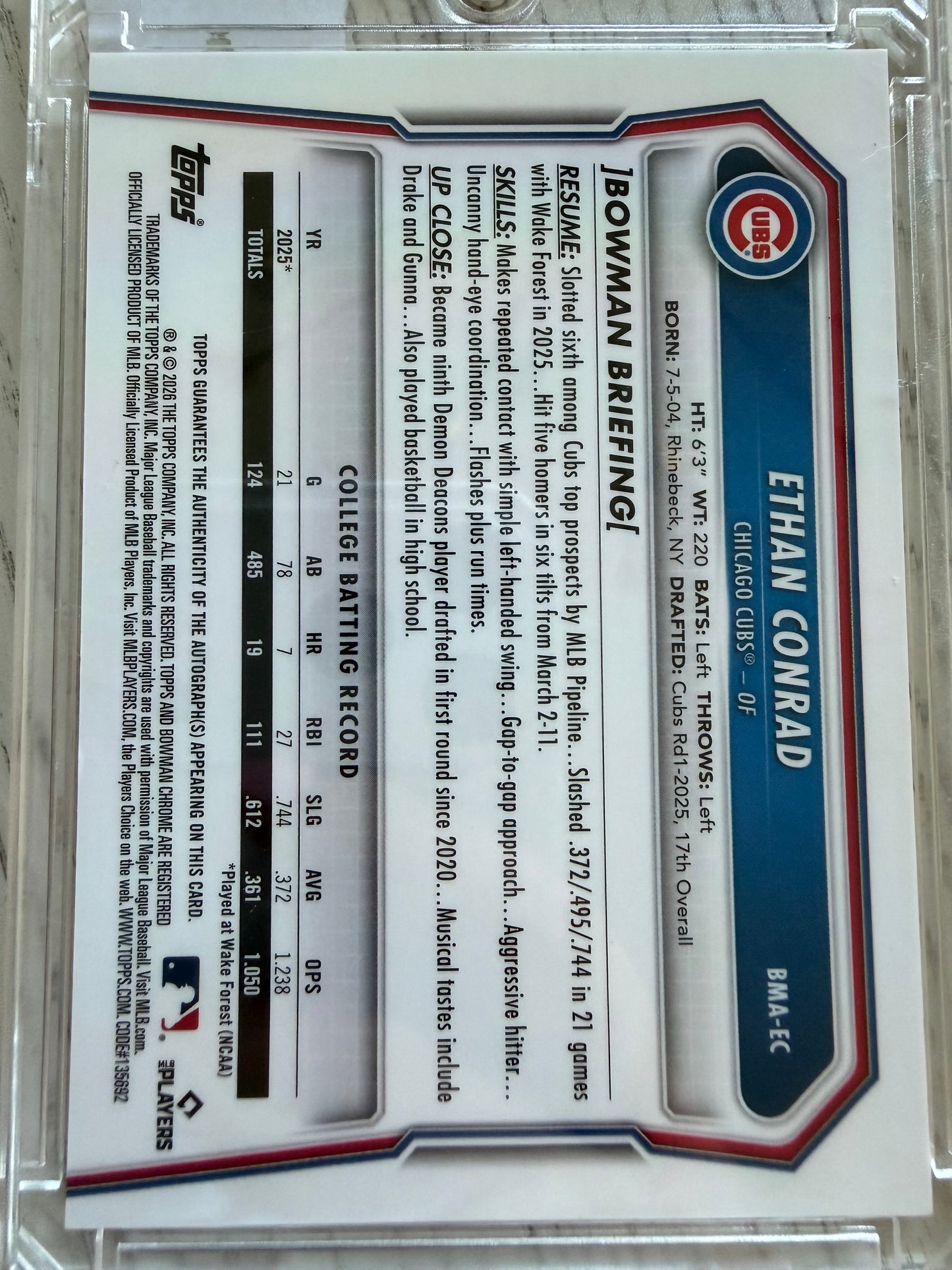 2024 Bowman Chrome Mojo Ethan Conrad #BMA-EC Refractor