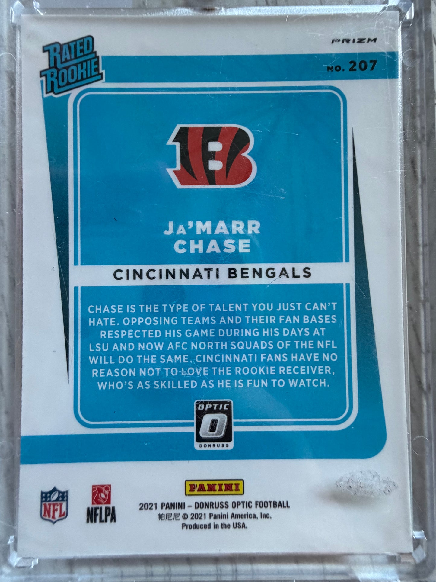 2021 Panini Donruss Optic Football Ja'Marr Chase #207 White Sparkle