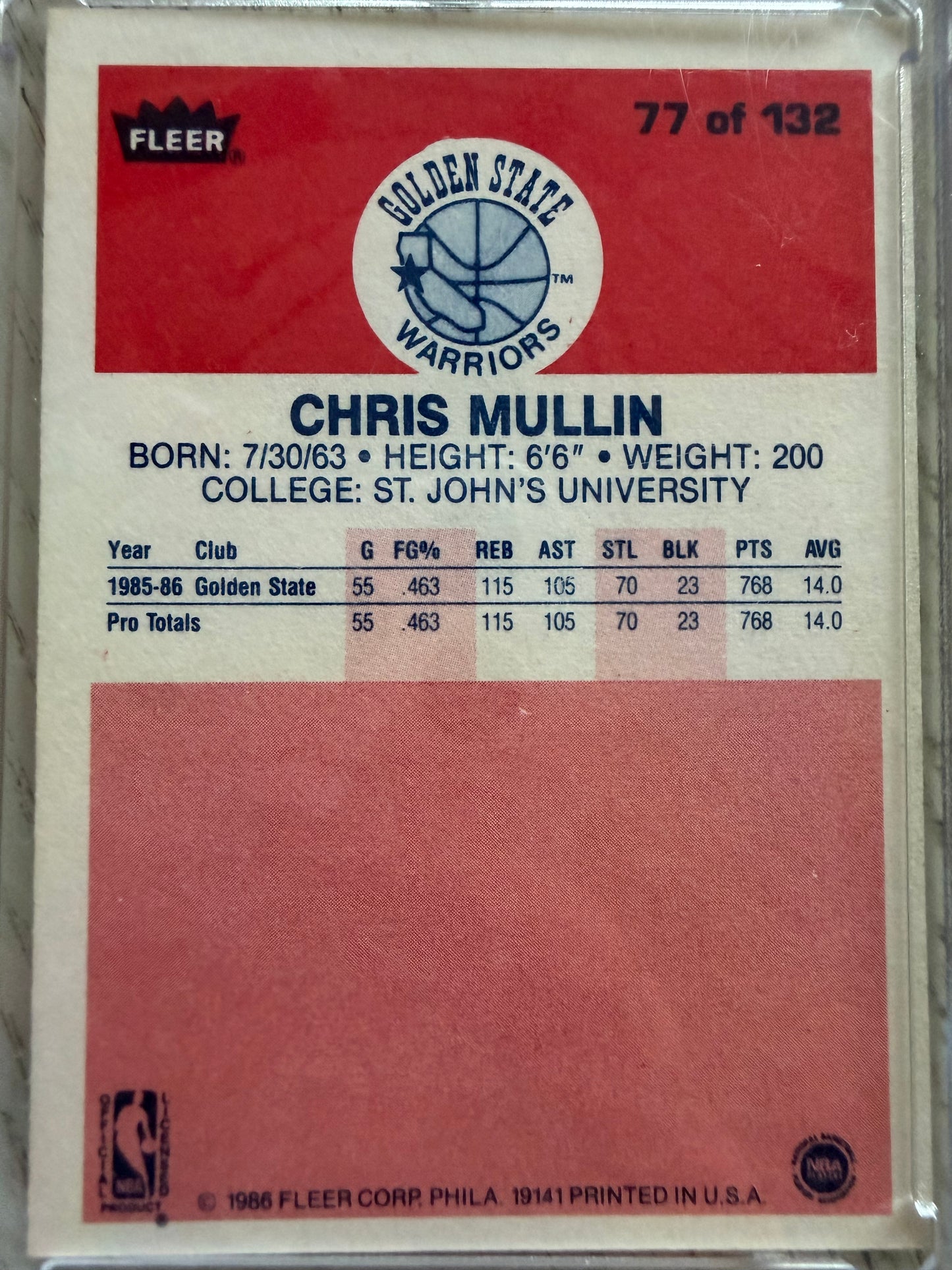 1985 Fleer Premier Chris Mullin #77