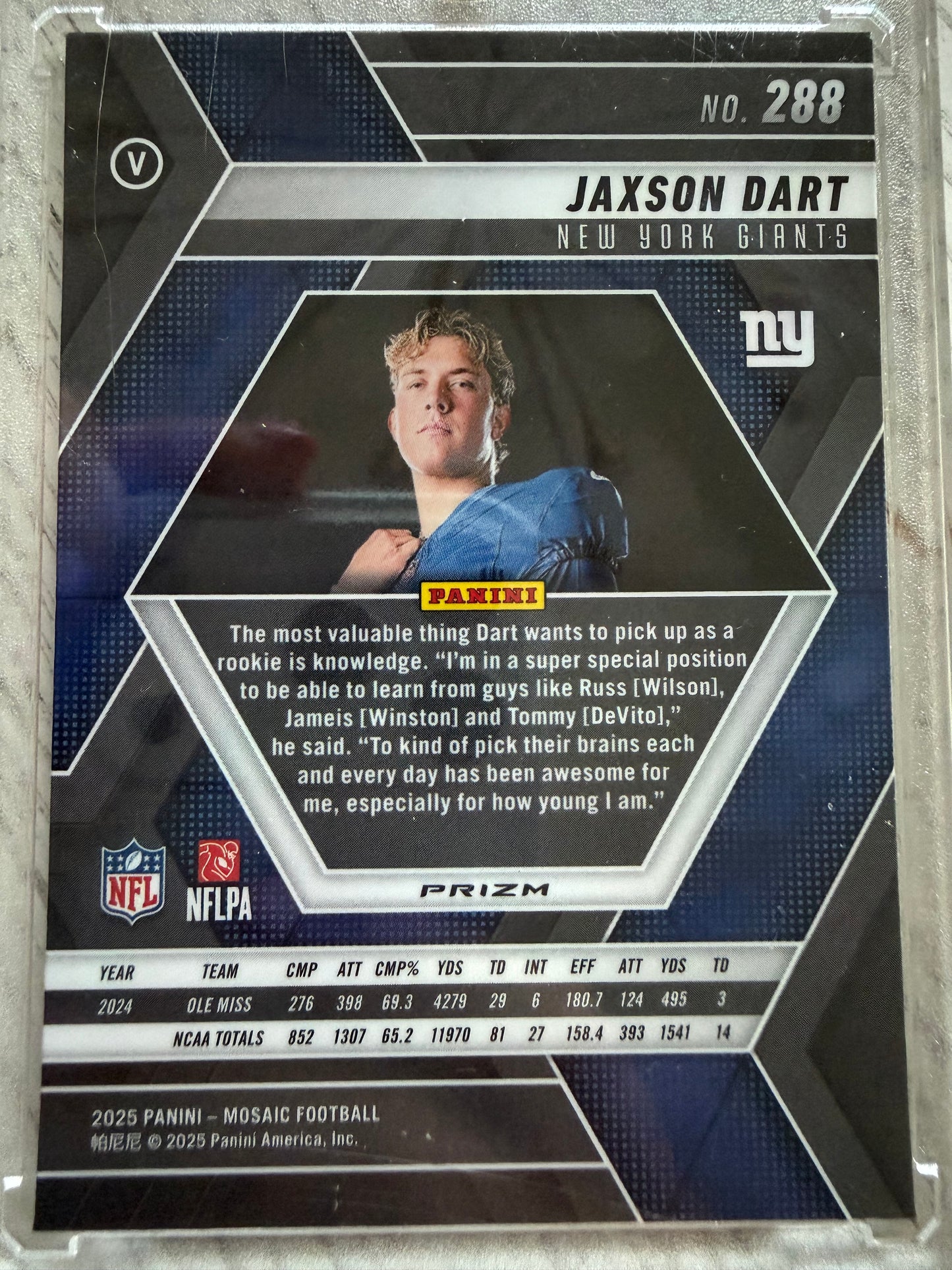 2025 Panini Mosaic Prizm Jaxson Dart #288 Green RC